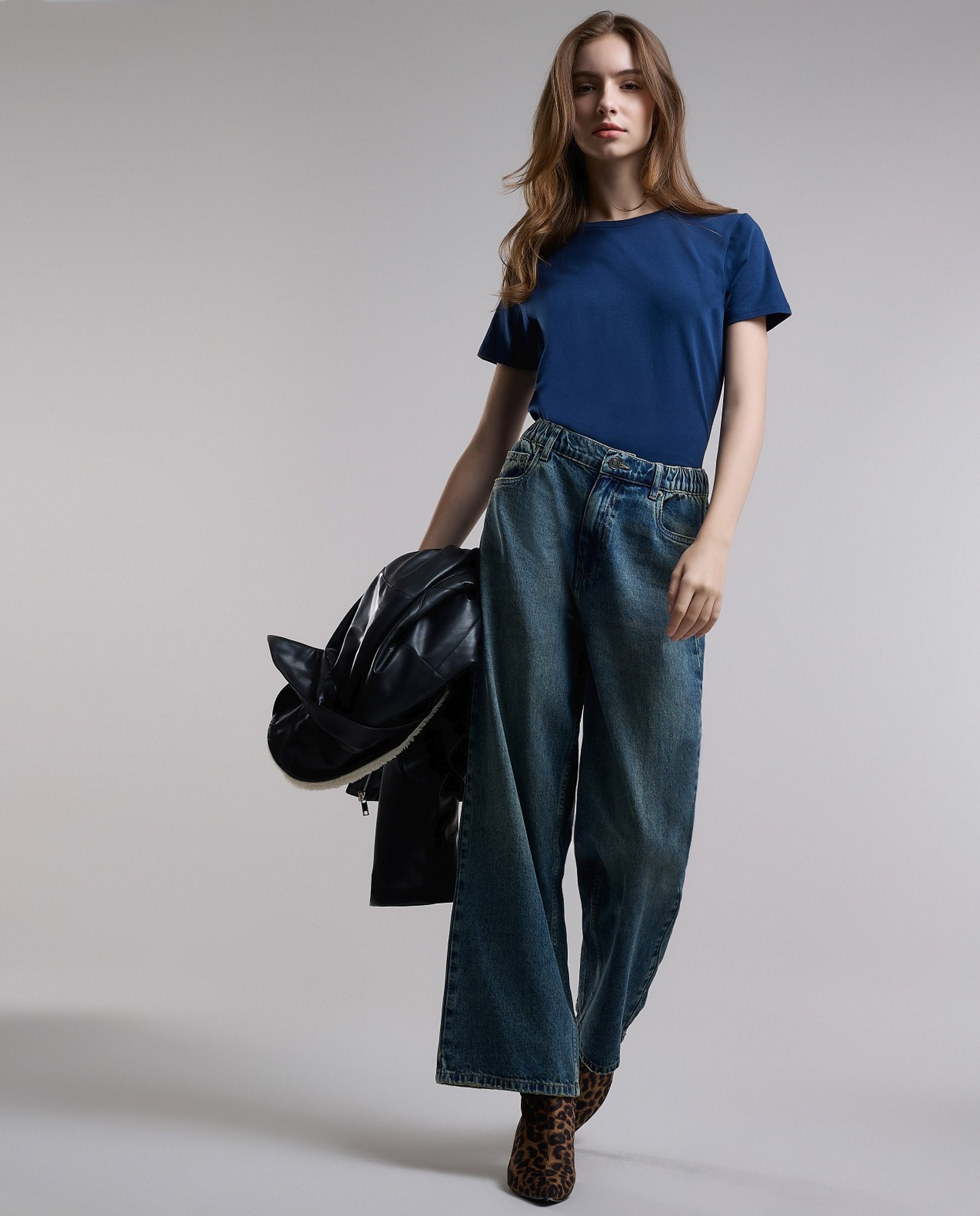 Solid T-Shirt with Crew Neck and Short Sleeves