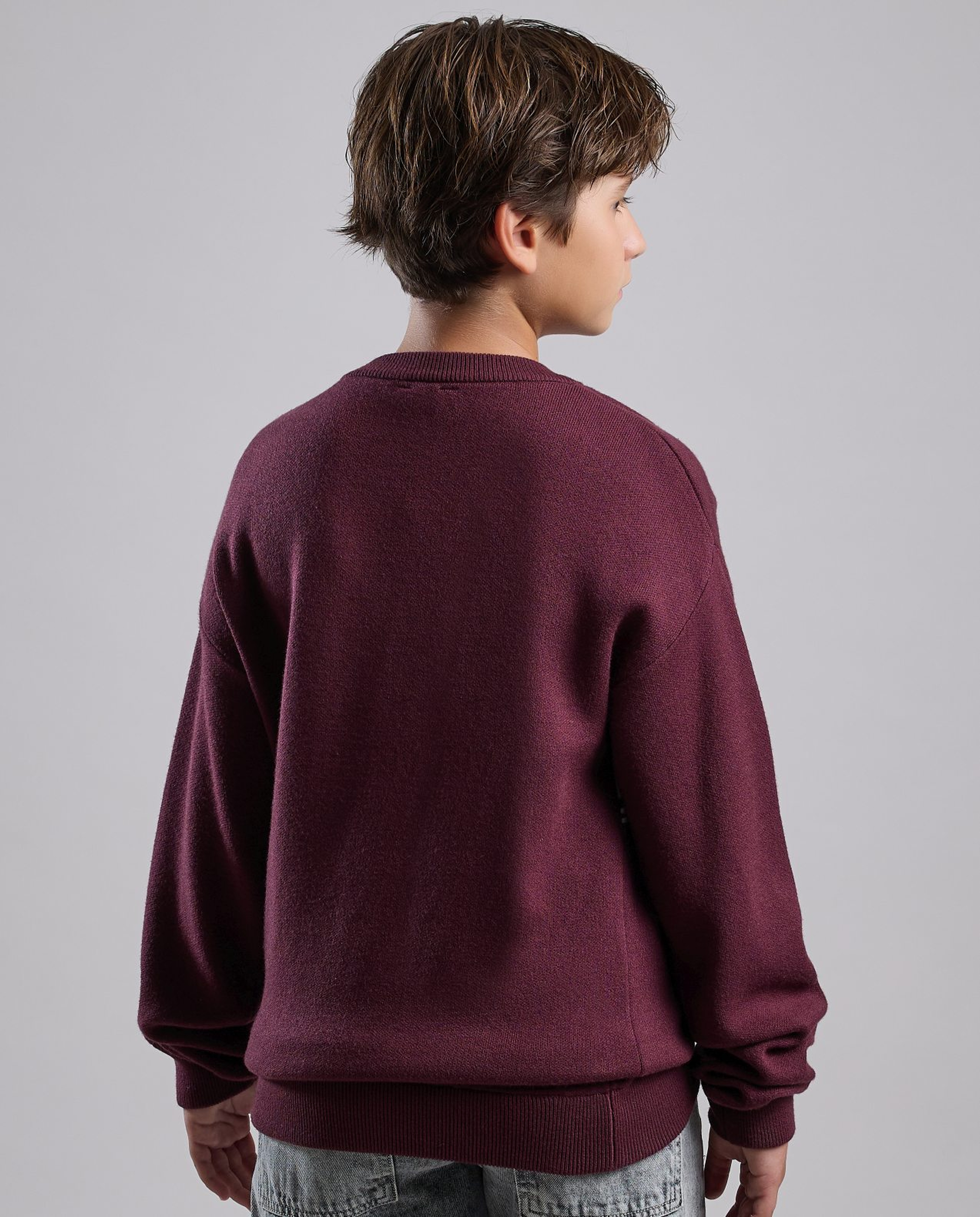 Embroidered Sweater with Crew Neck and Long Sleeves