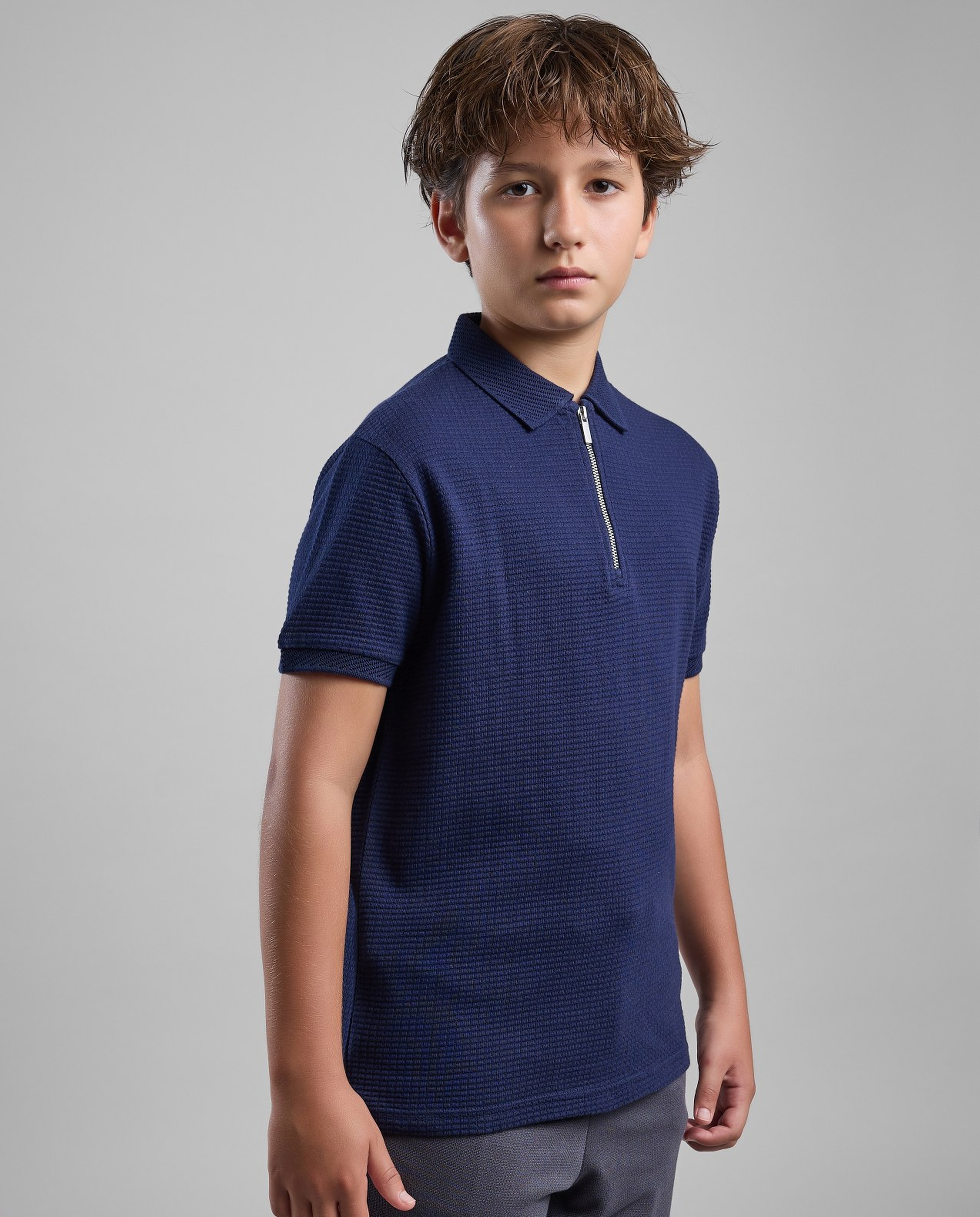 Solid Polo T-Shirt with Short Sleeves