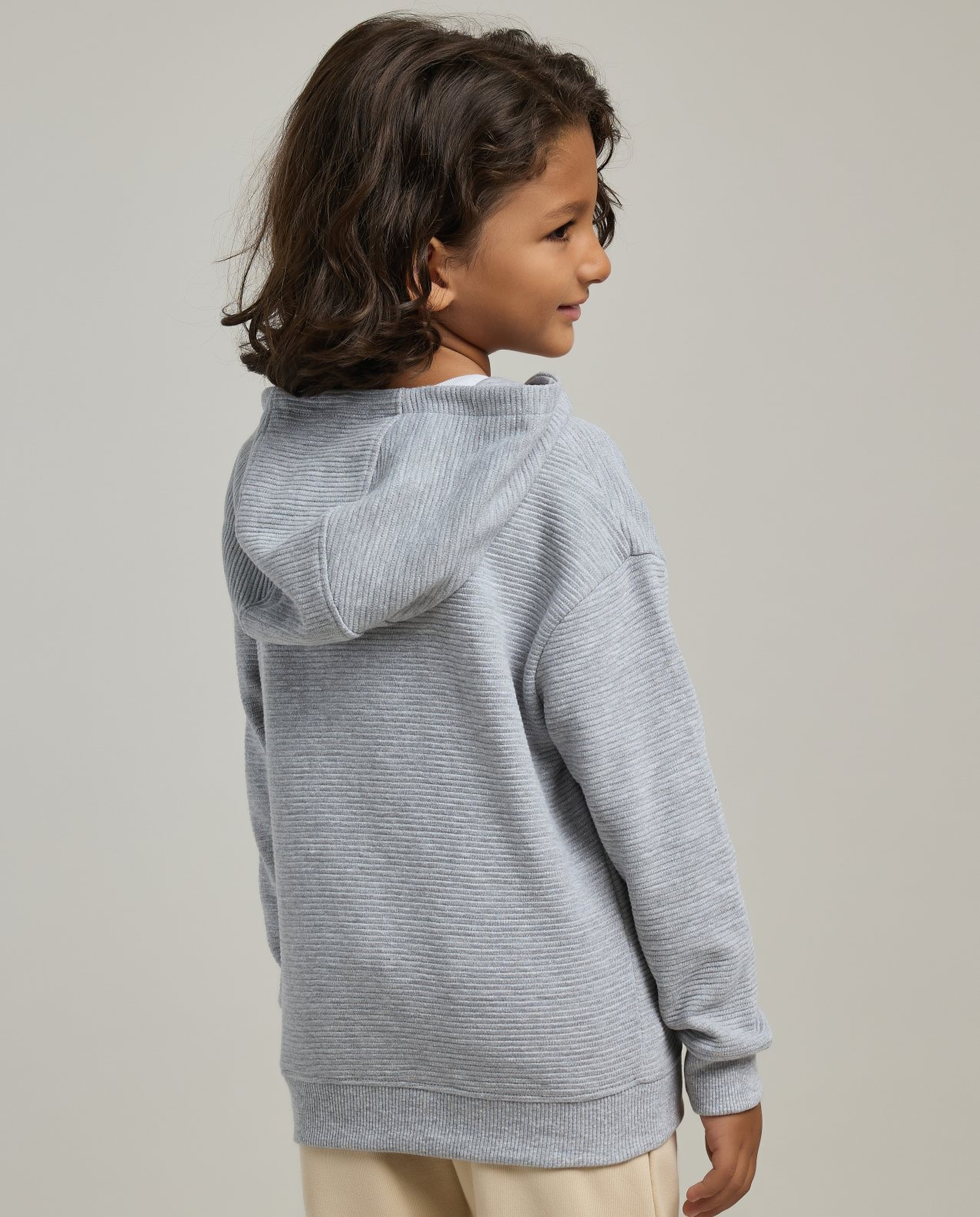 Textured Hoodie with Long Sleeves