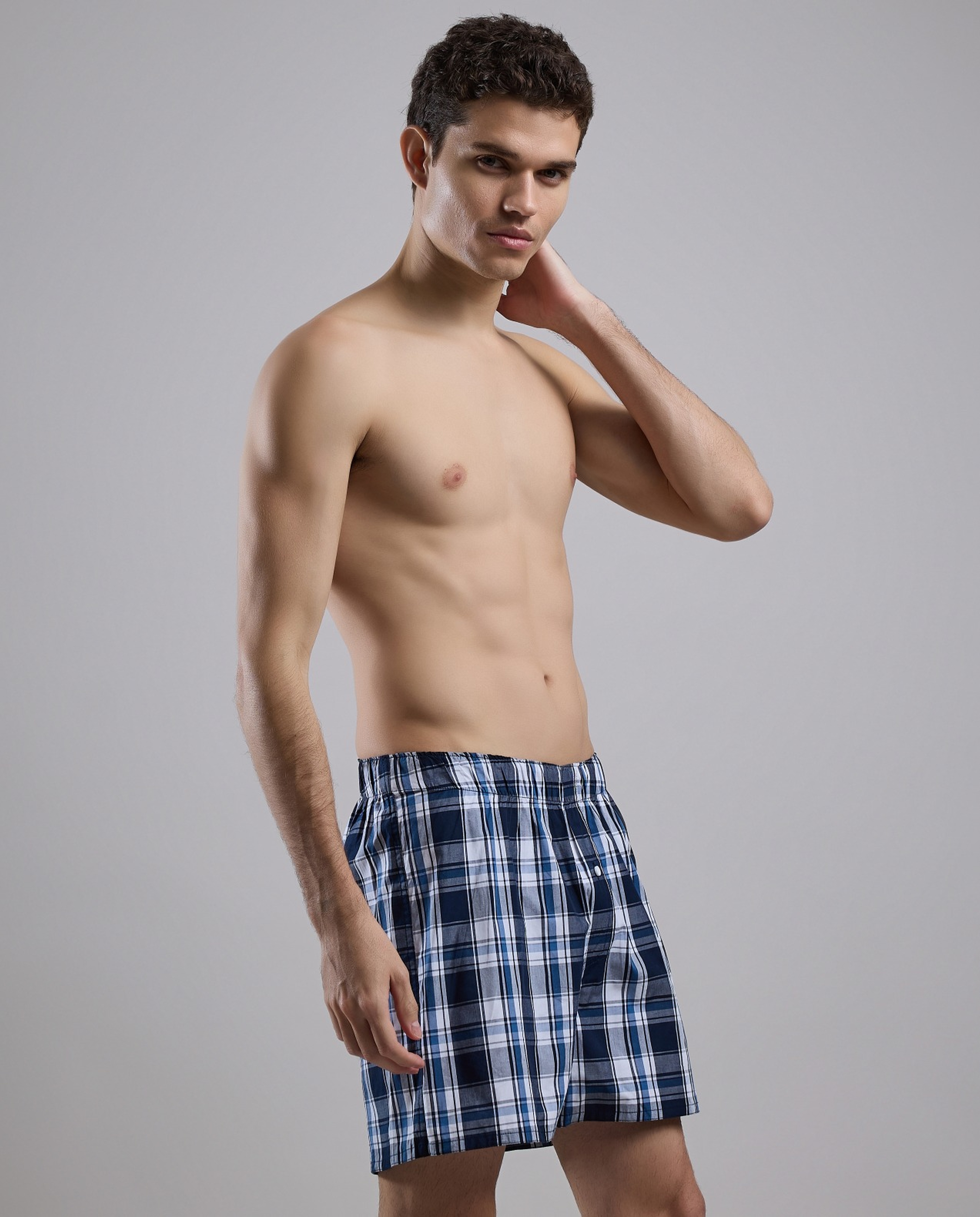 Plaid Boxer with Elastic Waist