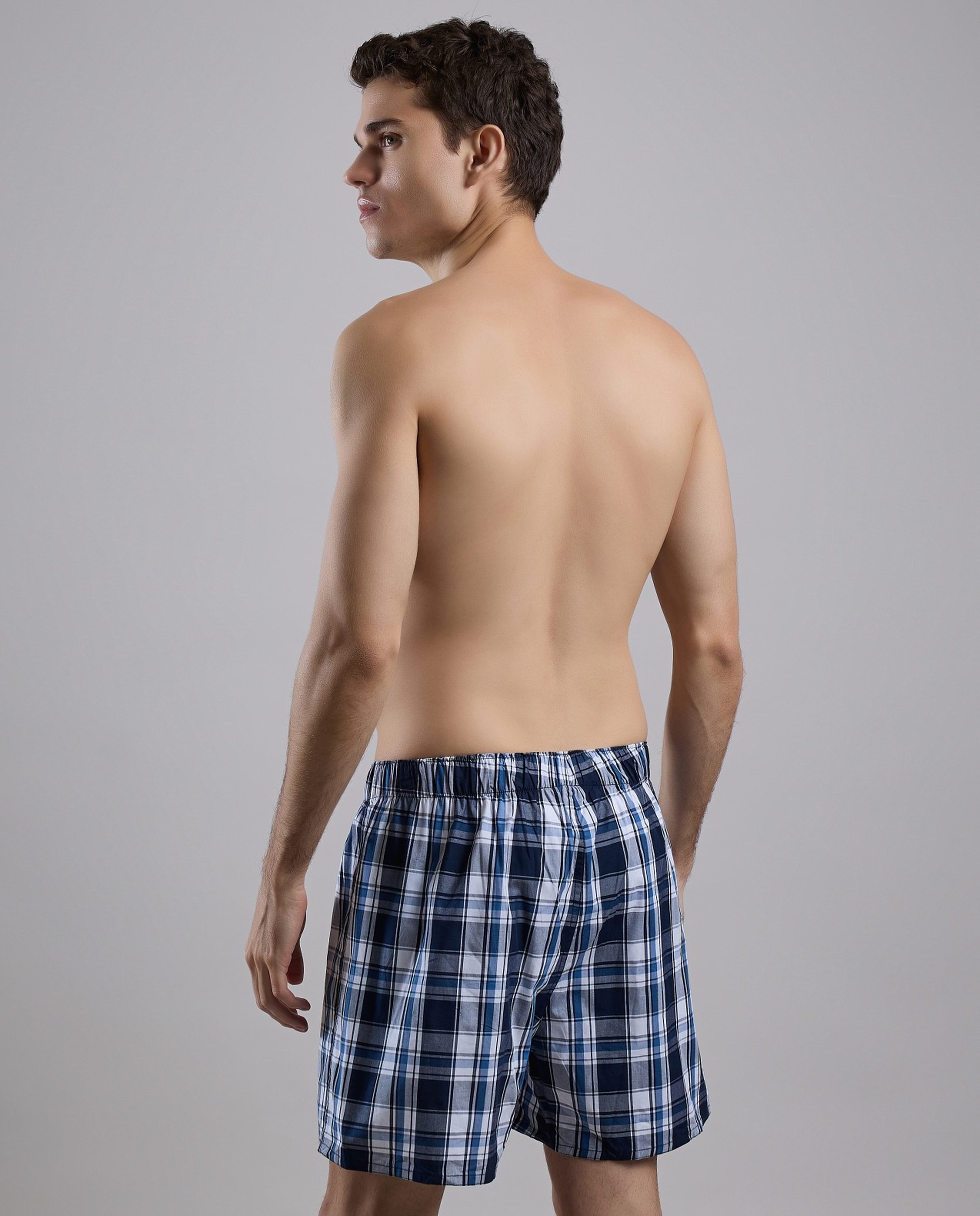 Plaid Boxer with Elastic Waist