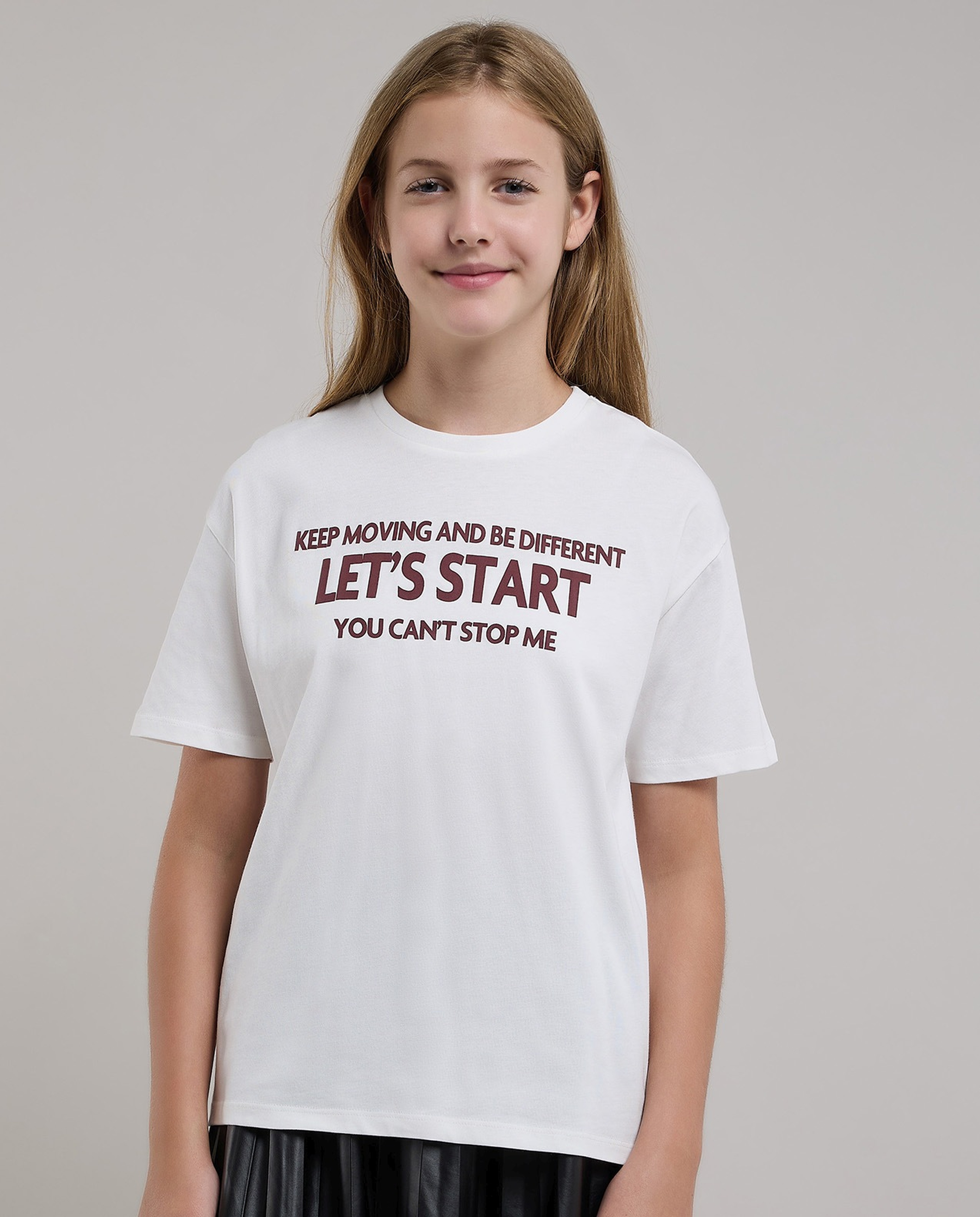 Typograpghy Print T-Shirt with Crew Neck and Short Sleeves