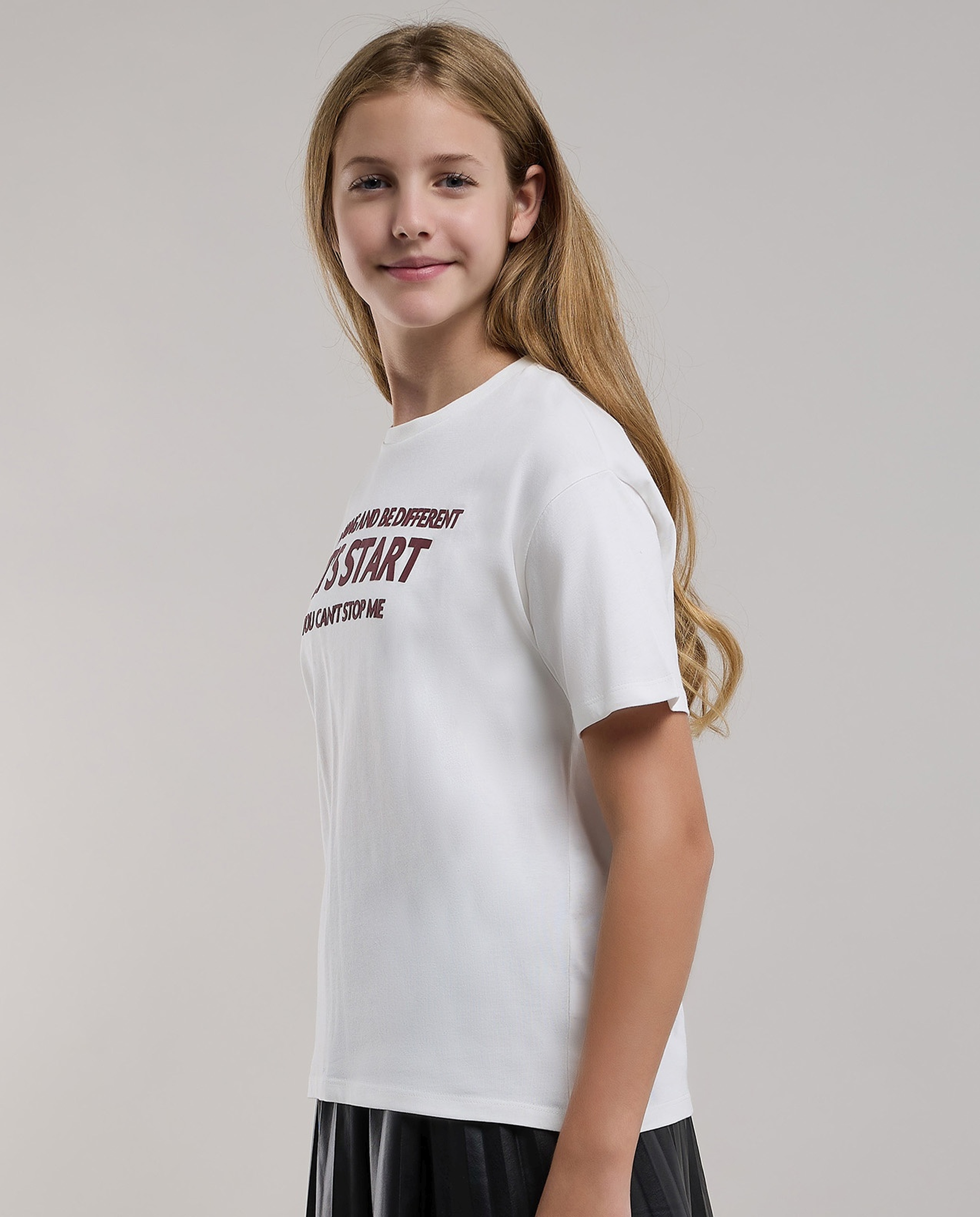 Typograpghy Print T-Shirt with Crew Neck and Short Sleeves