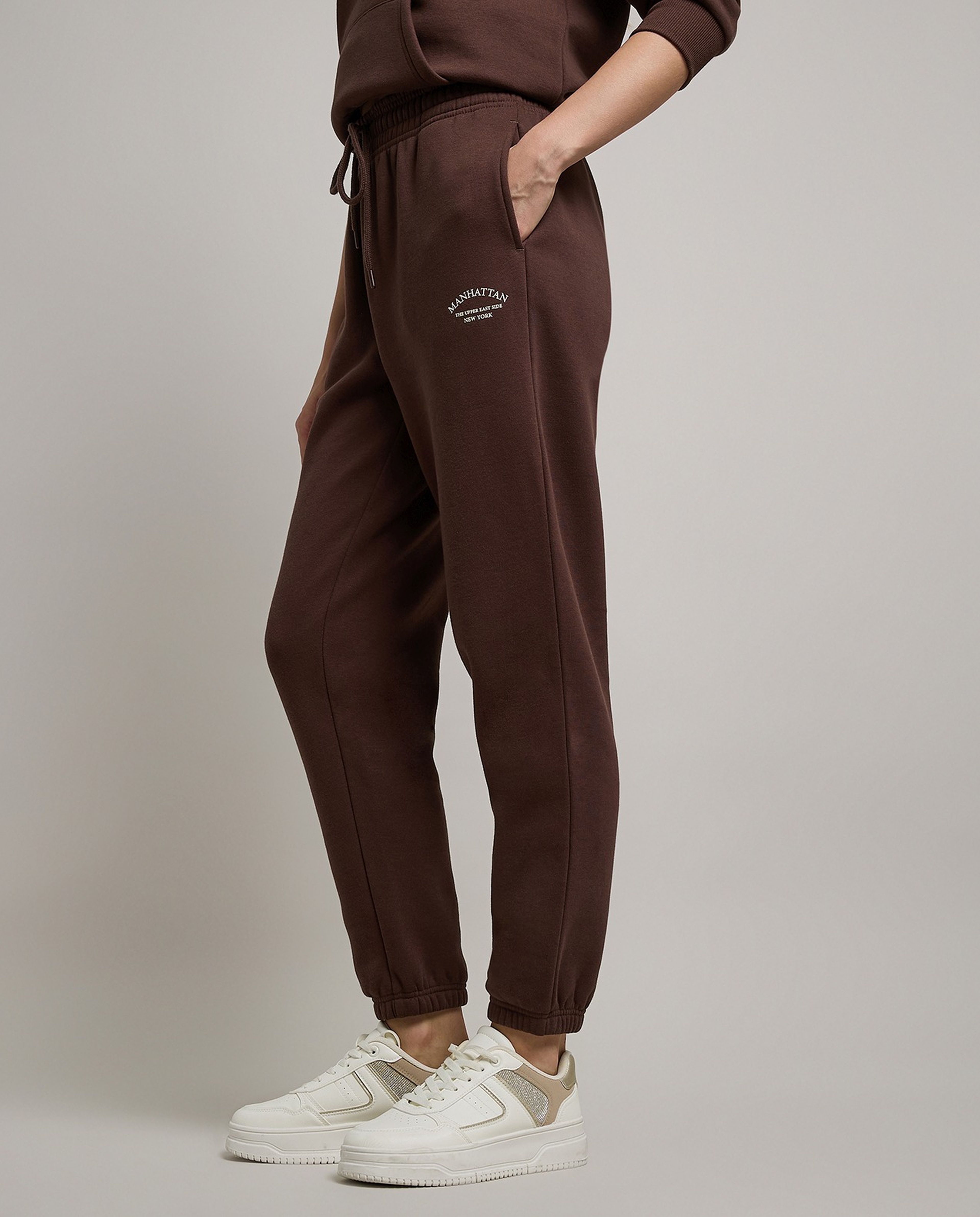 Print Detail Joggers with Drawstring Waist