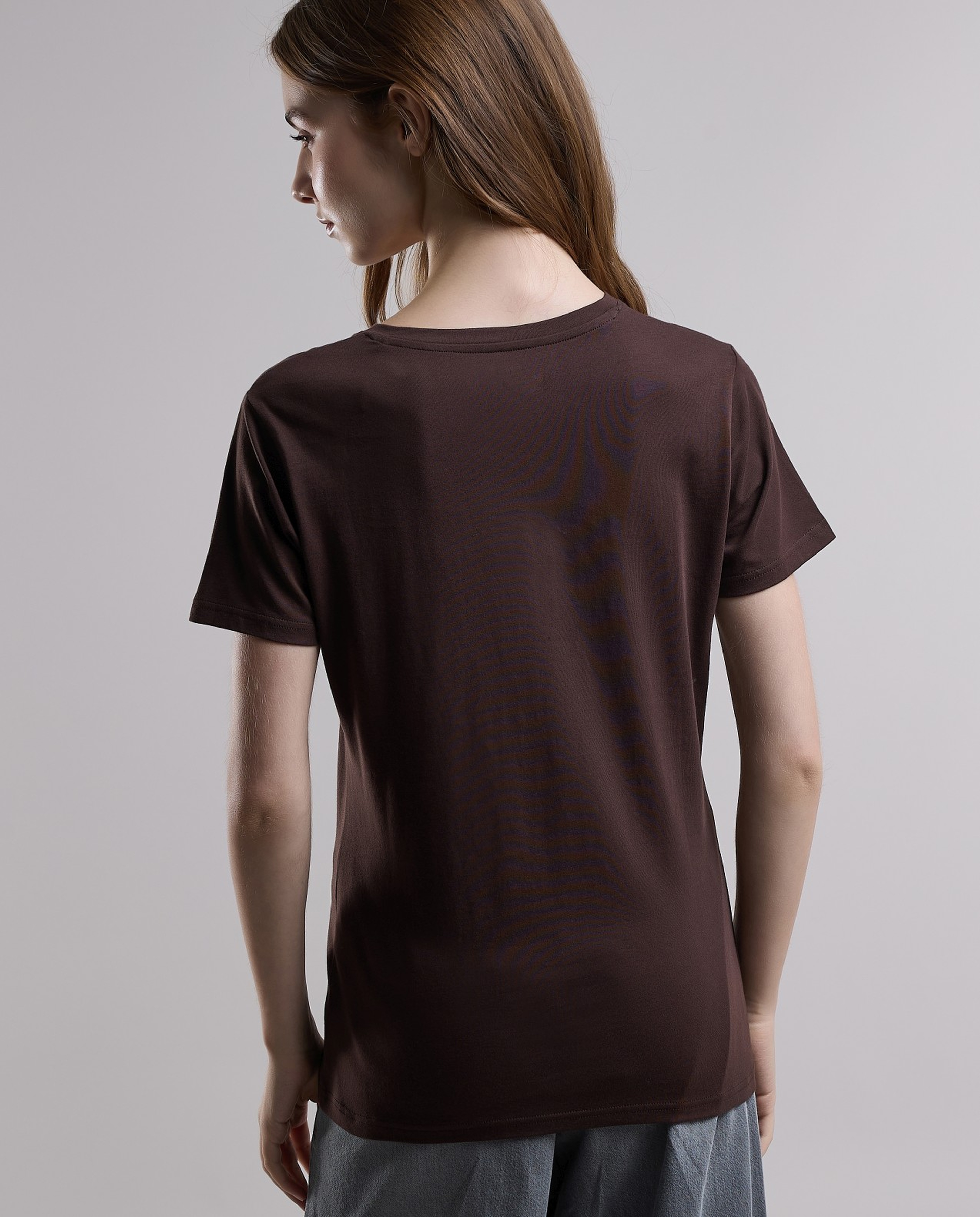 Solid T-Shirt with V-Neck and Short Sleeves