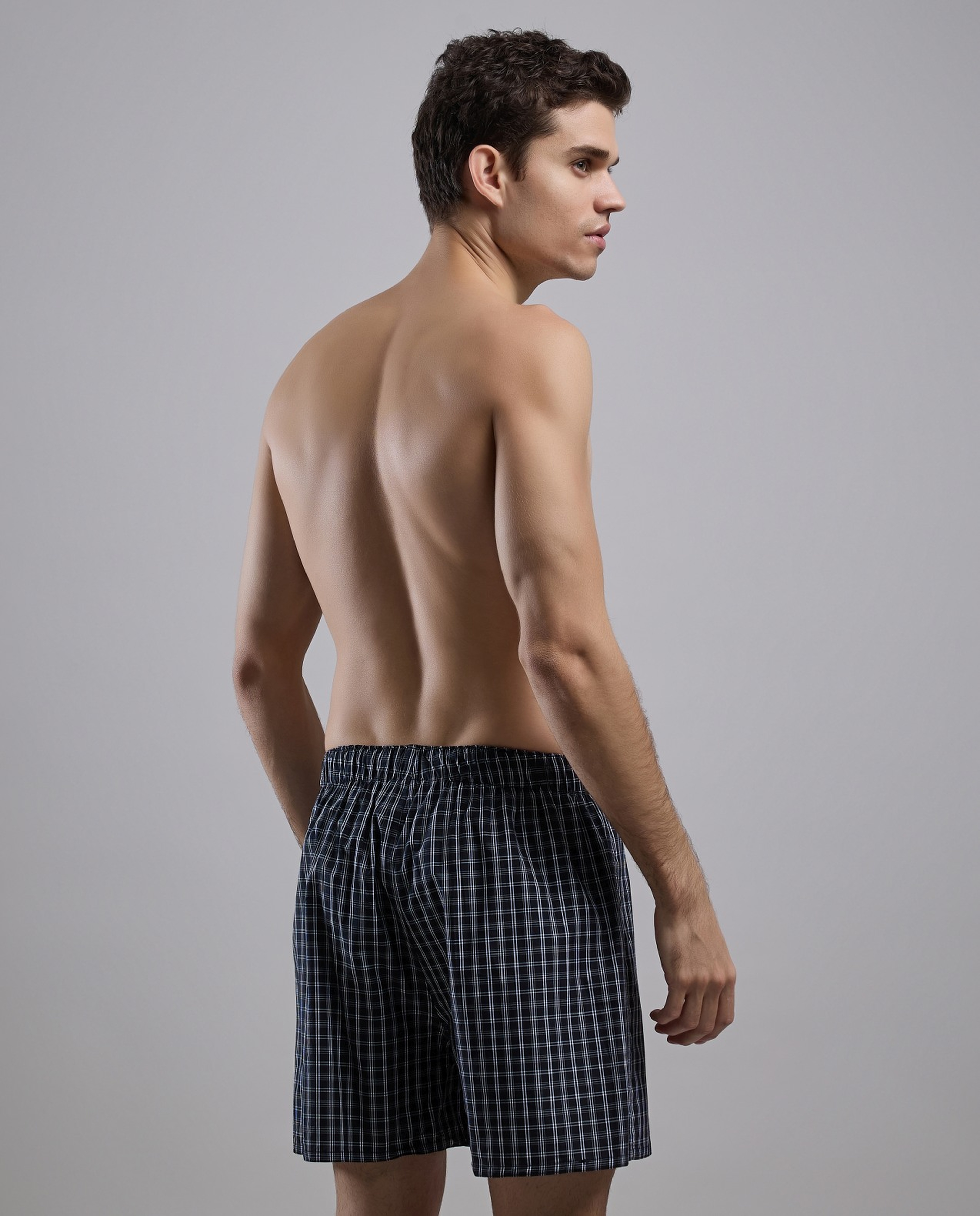 Plaid Boxer with Elastic Waist
