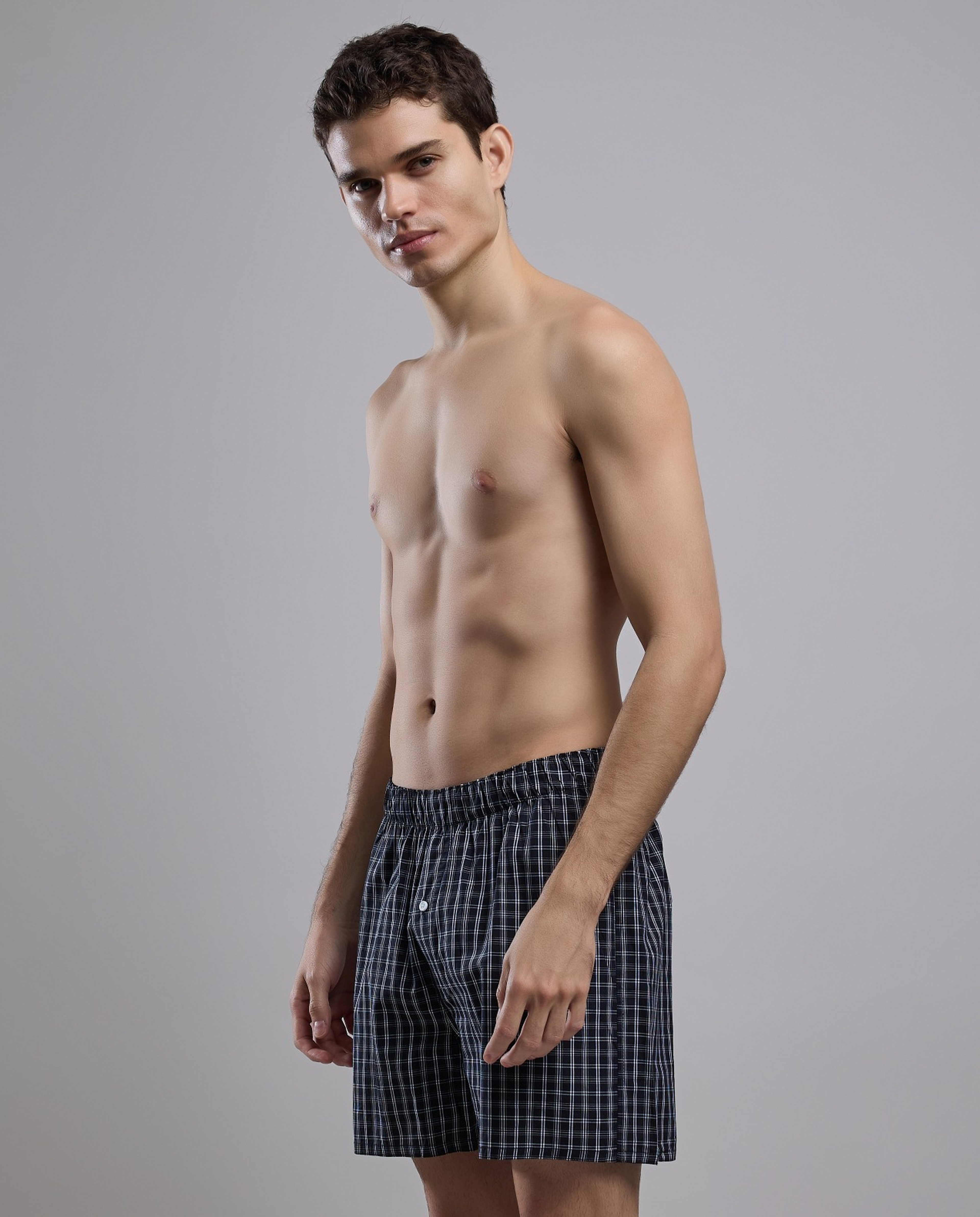 Plaid Boxer with Elastic Waist