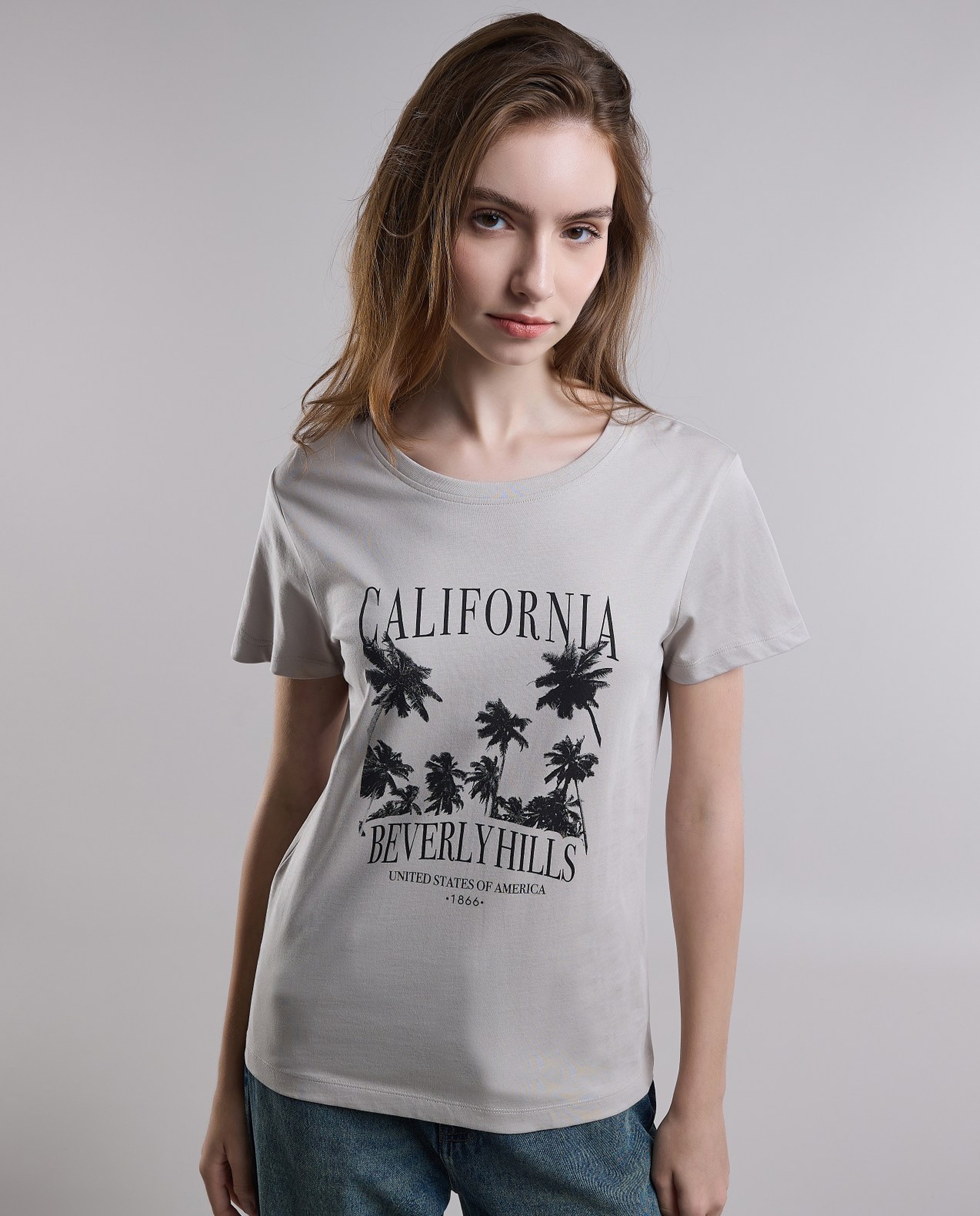 Printed T-Shirt with Crew Neck and Long Sleeves