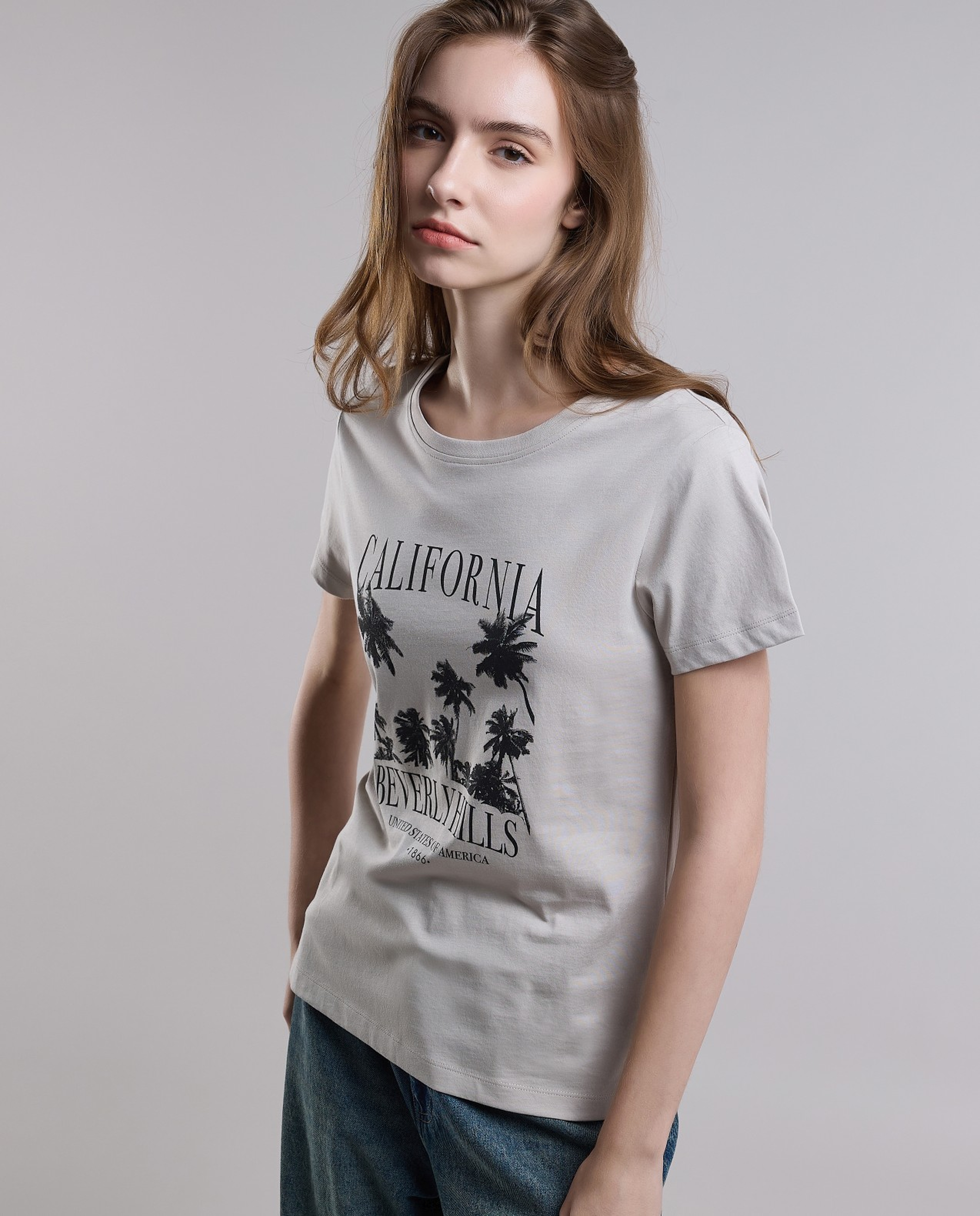 Printed T-Shirt with Crew Neck and Long Sleeves