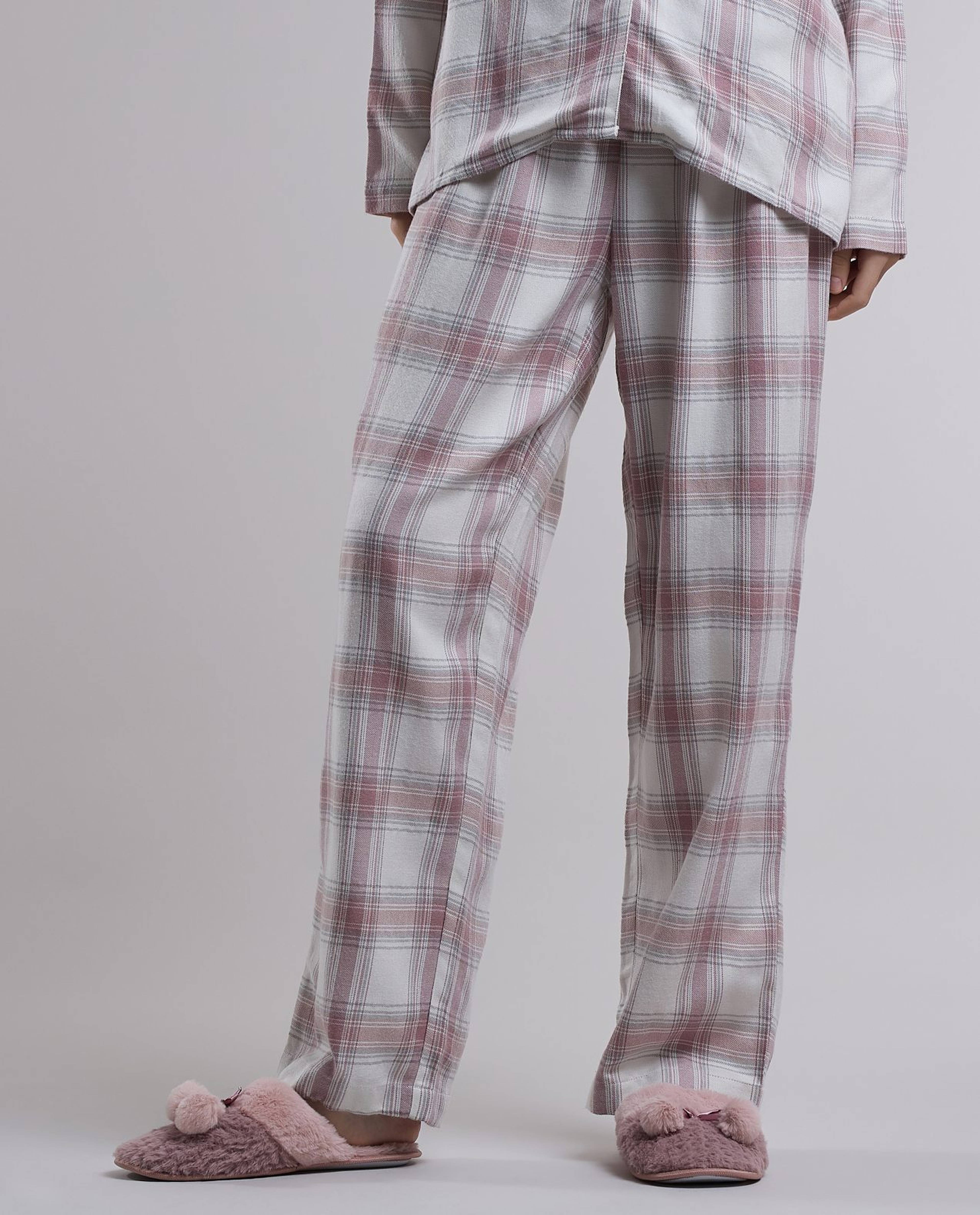 Plaid Lapel Collar Pyjama Set