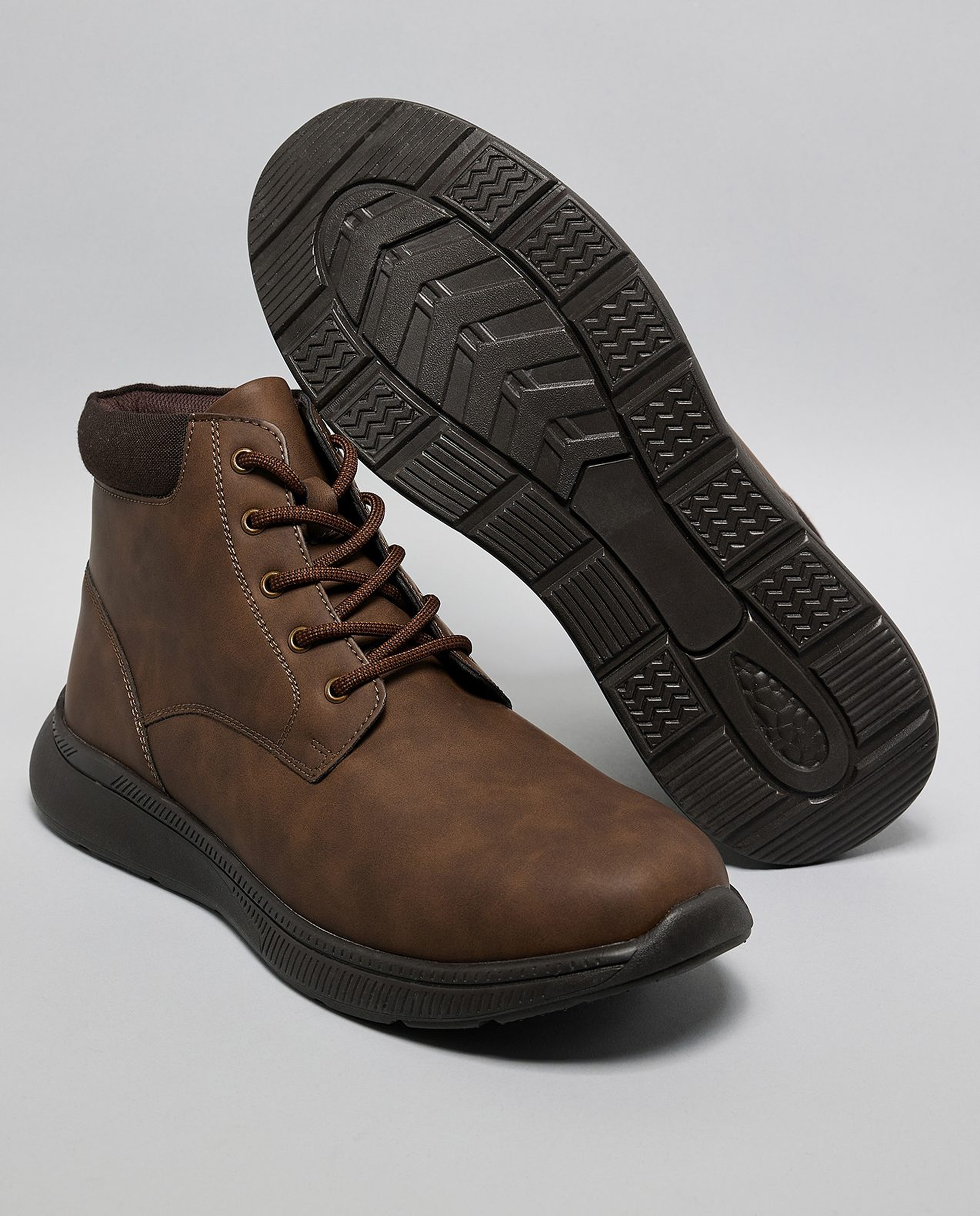 Textured Lace-Up Ankle Boots