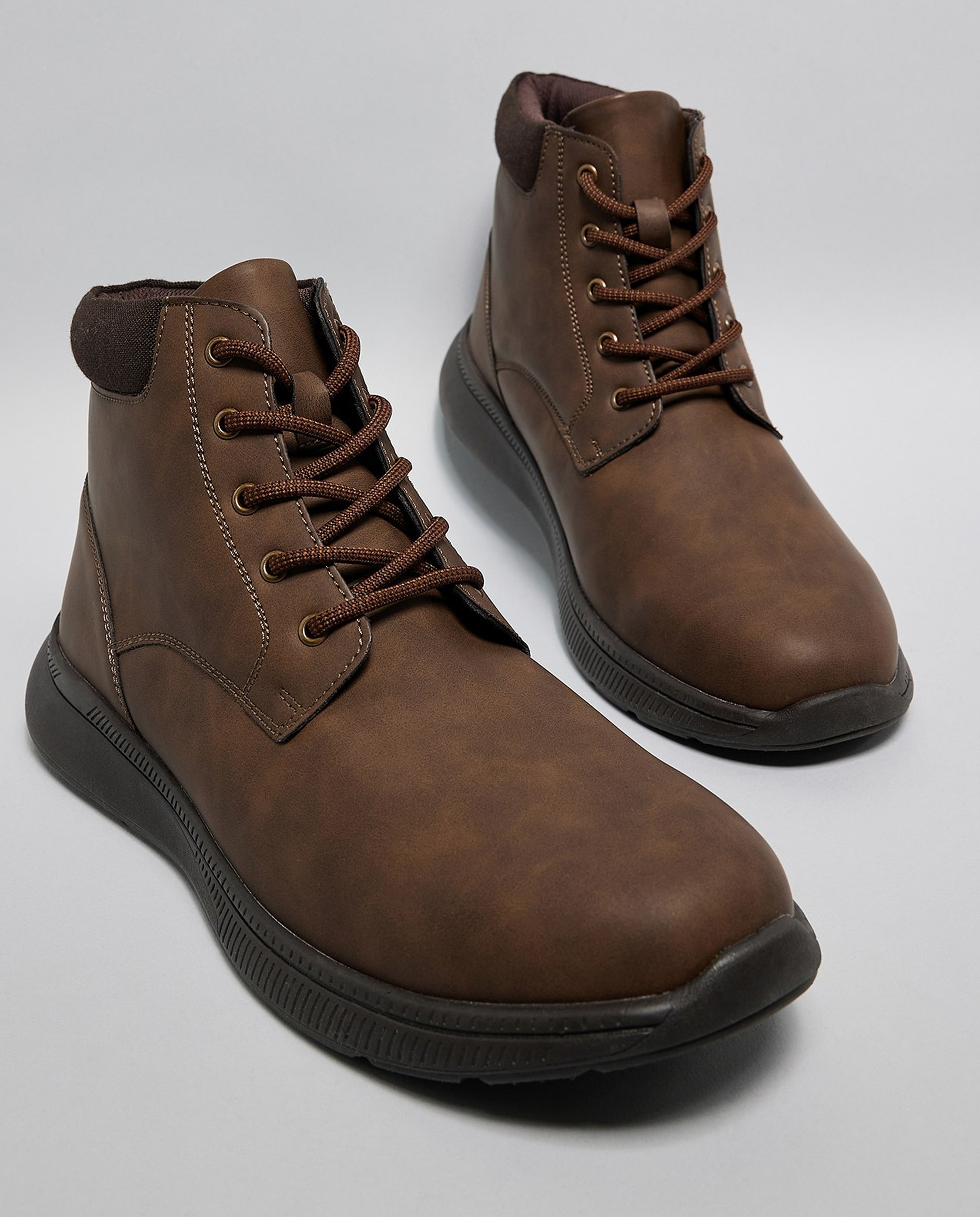 Textured Lace-Up Ankle Boots