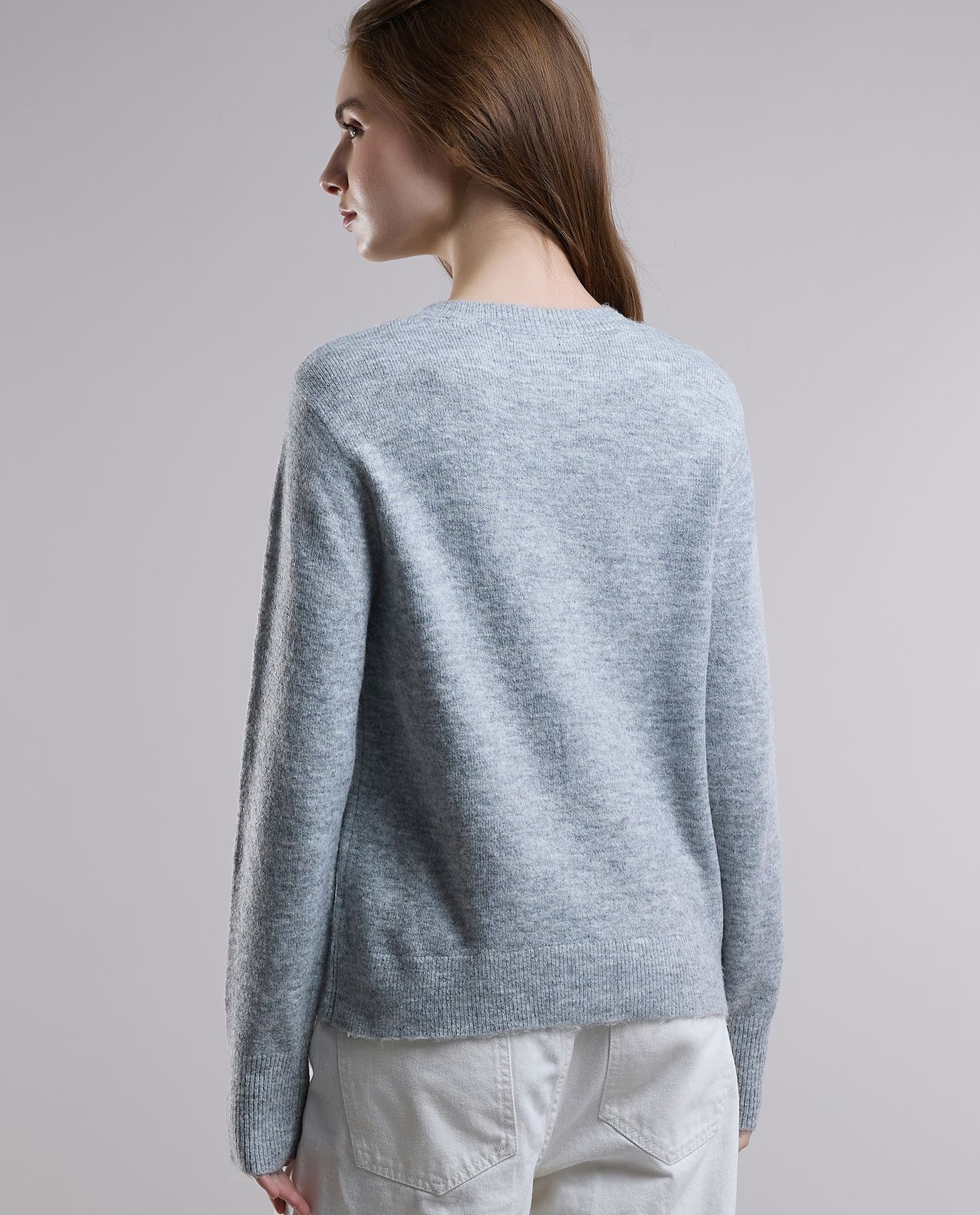 Embellished Sweater with Crew Neck and Long Sleeves