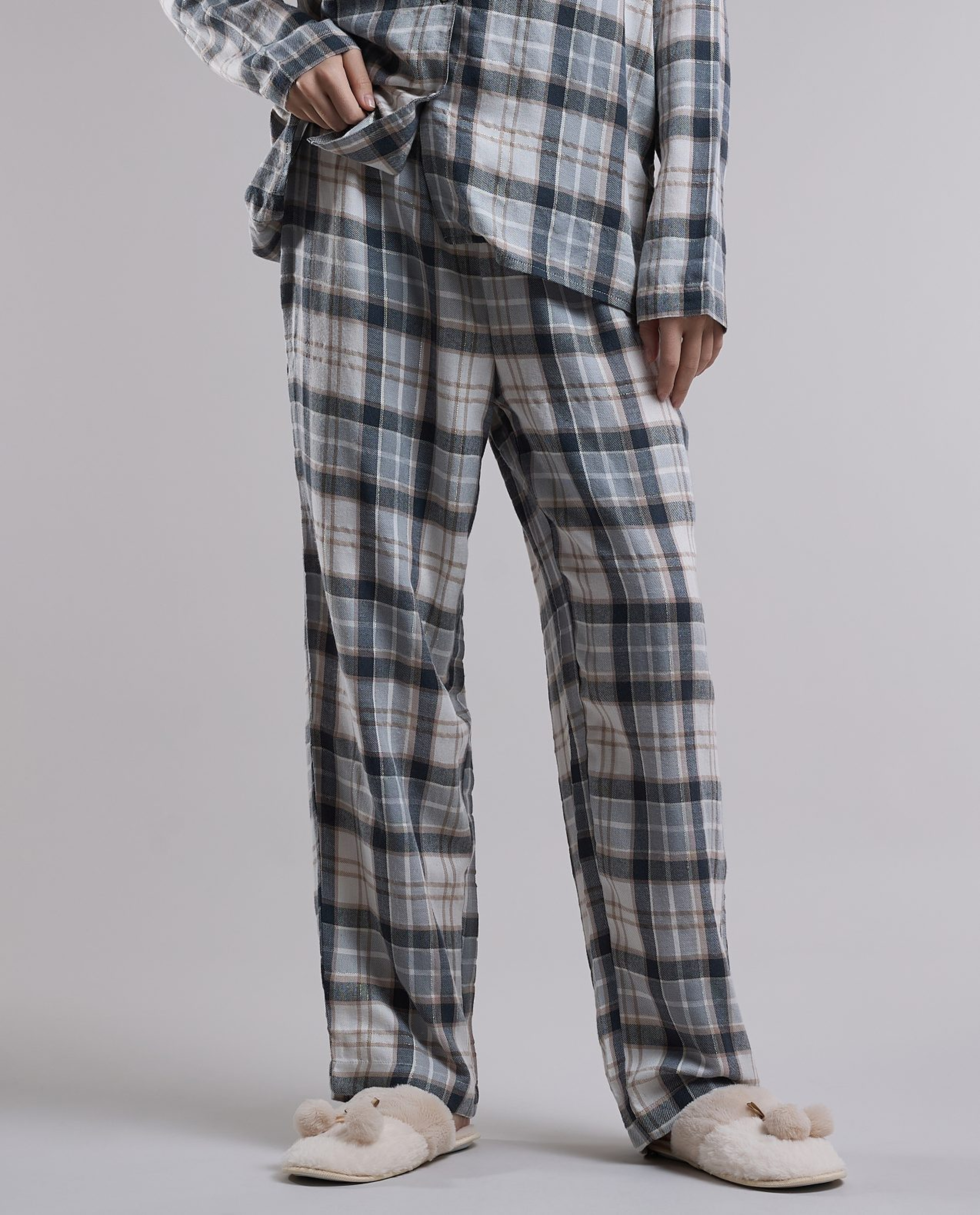 Plaid Lapel Collar Pyjama Set