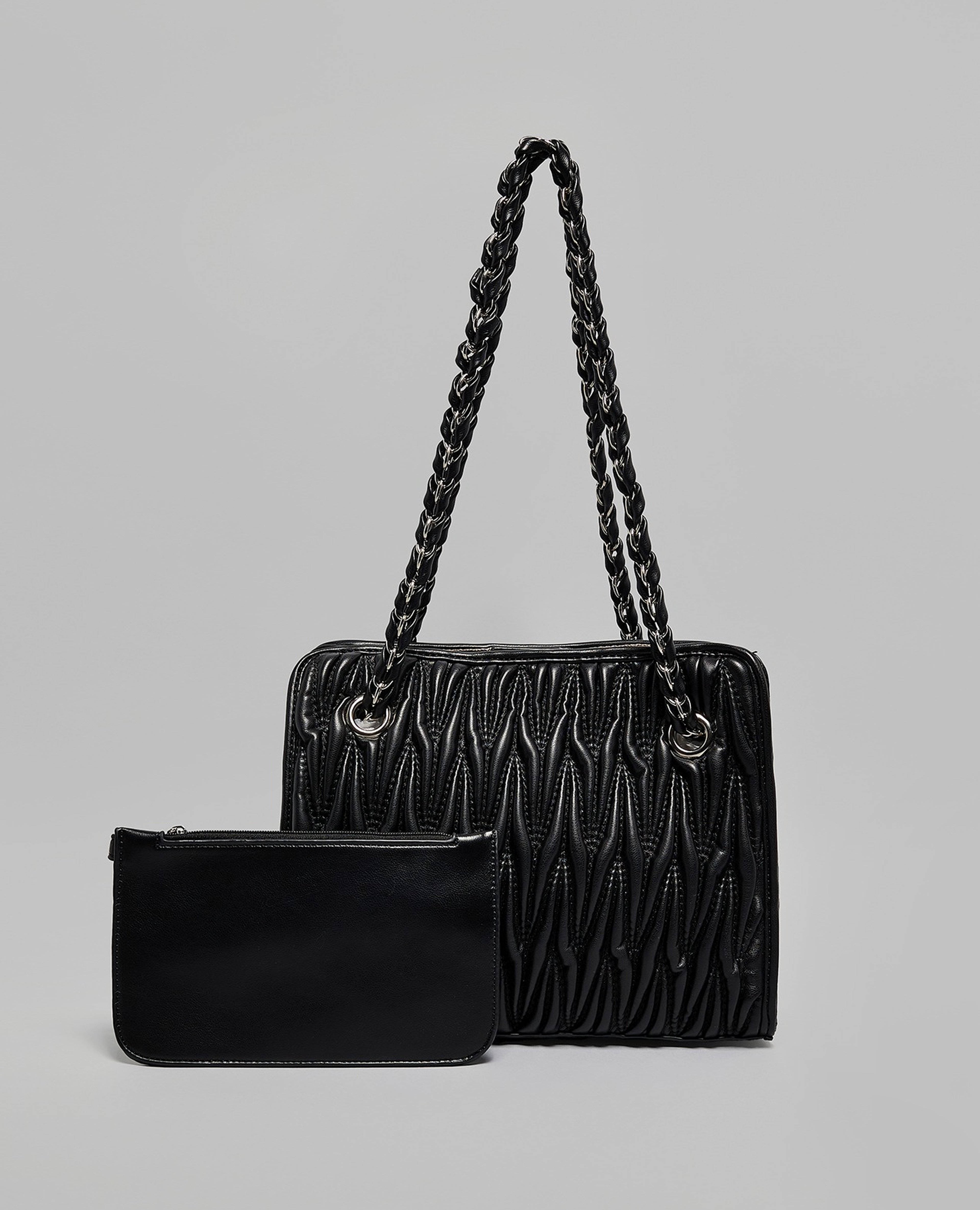 Quilted Shoulder Bag with Pouch