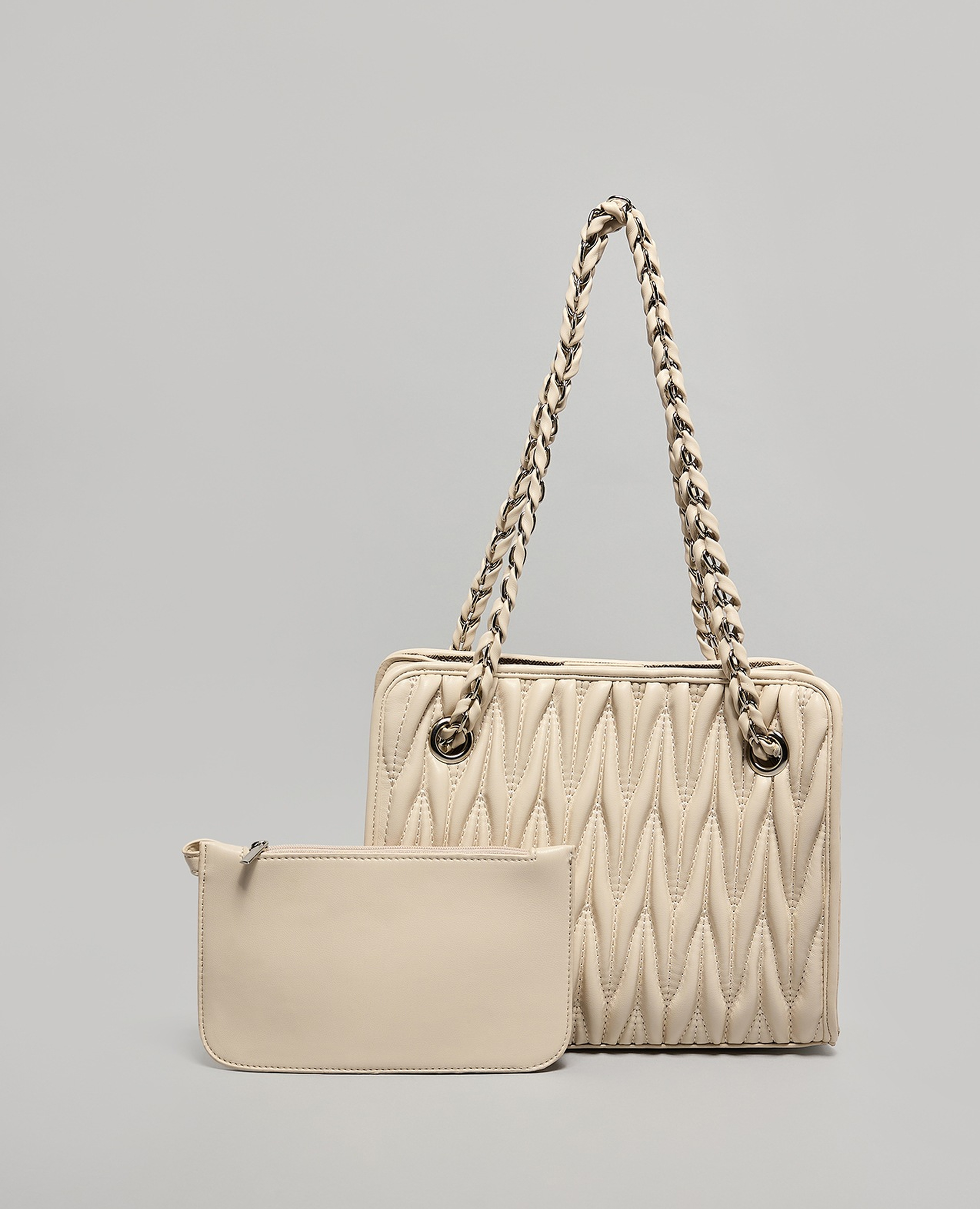 Quilted Shoulder Bag with Pouch