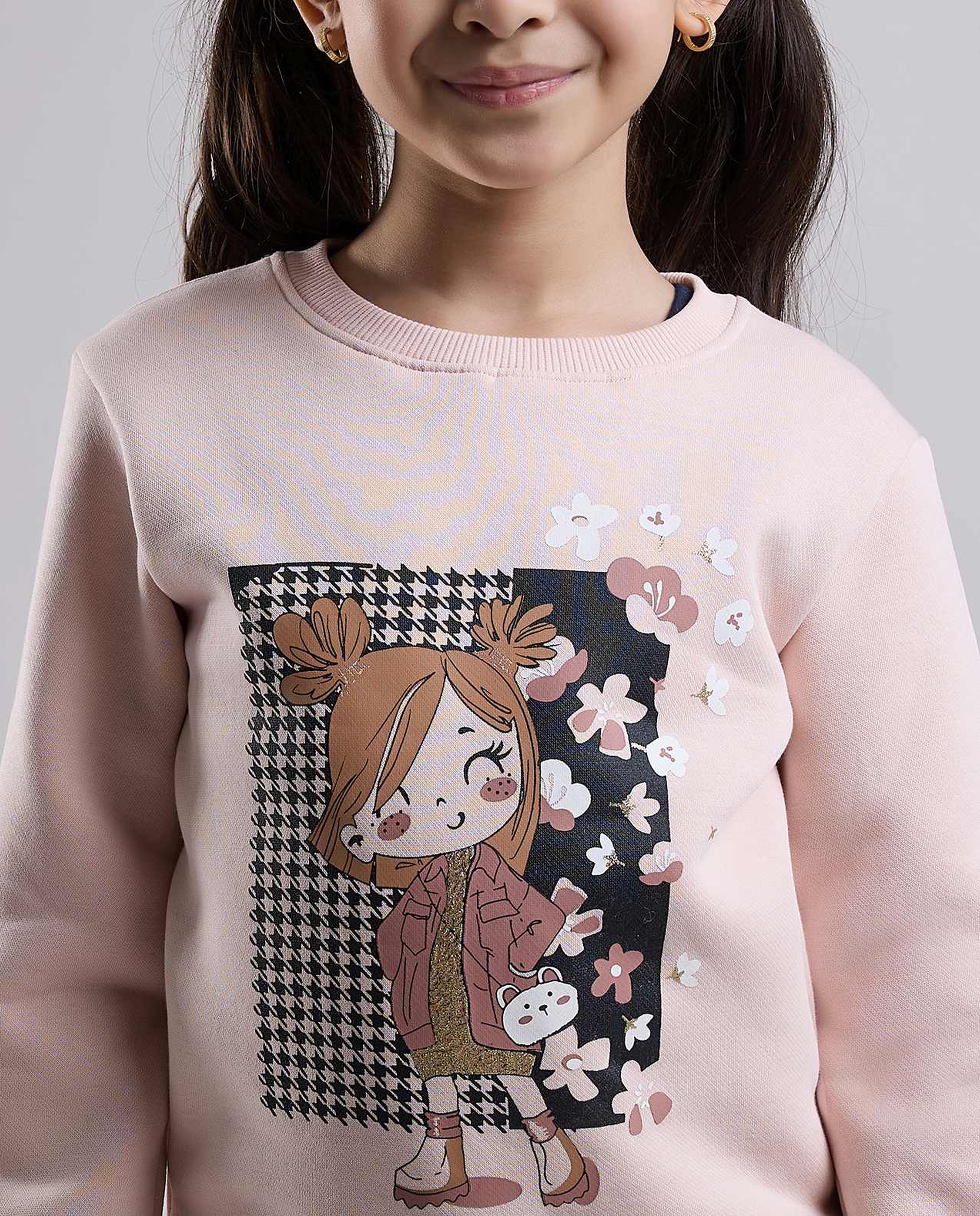 Printed Sweatshirt with Crew Neck and Long Sleeves