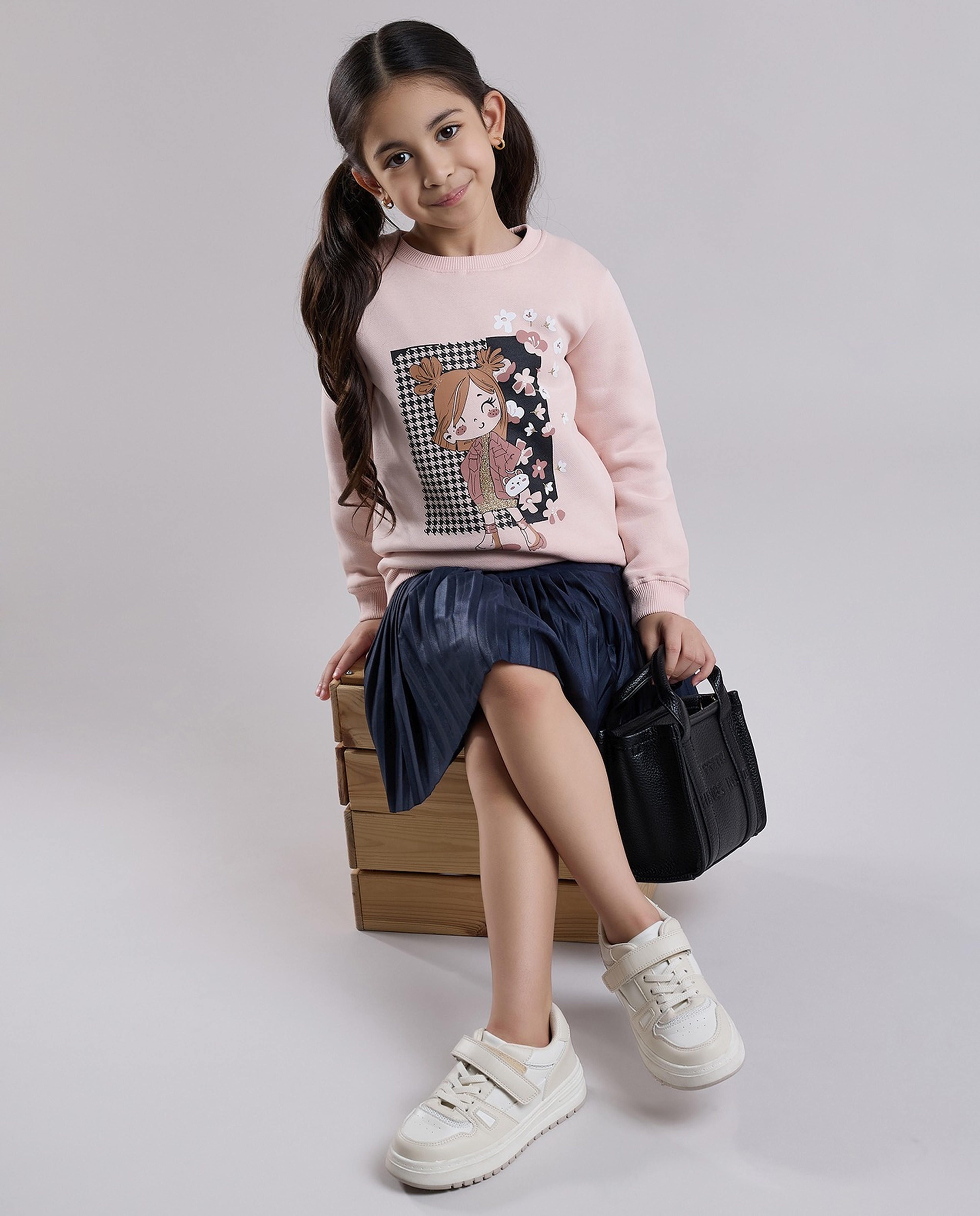 Printed Sweatshirt with Crew Neck and Long Sleeves