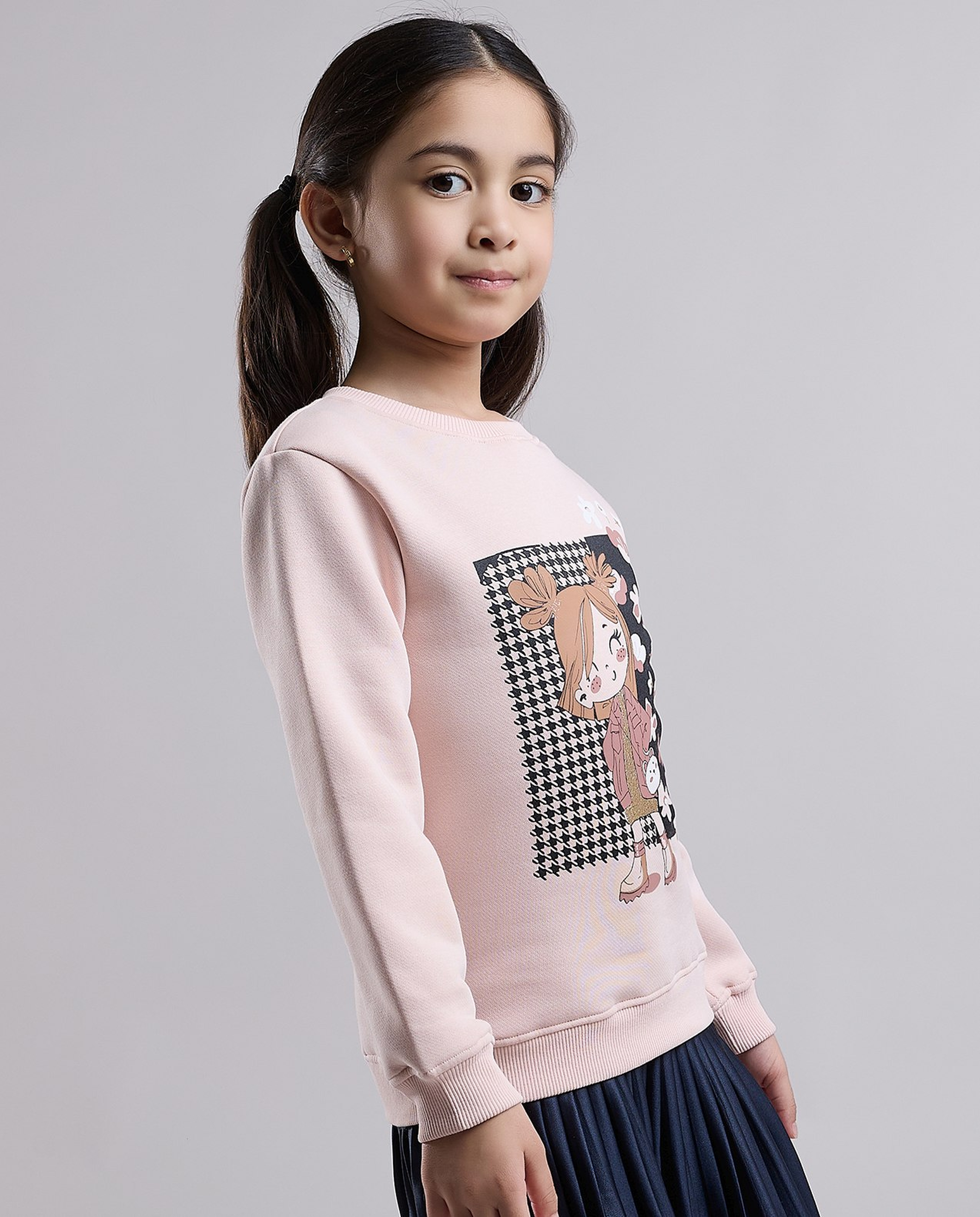 Printed Sweatshirt with Crew Neck and Long Sleeves