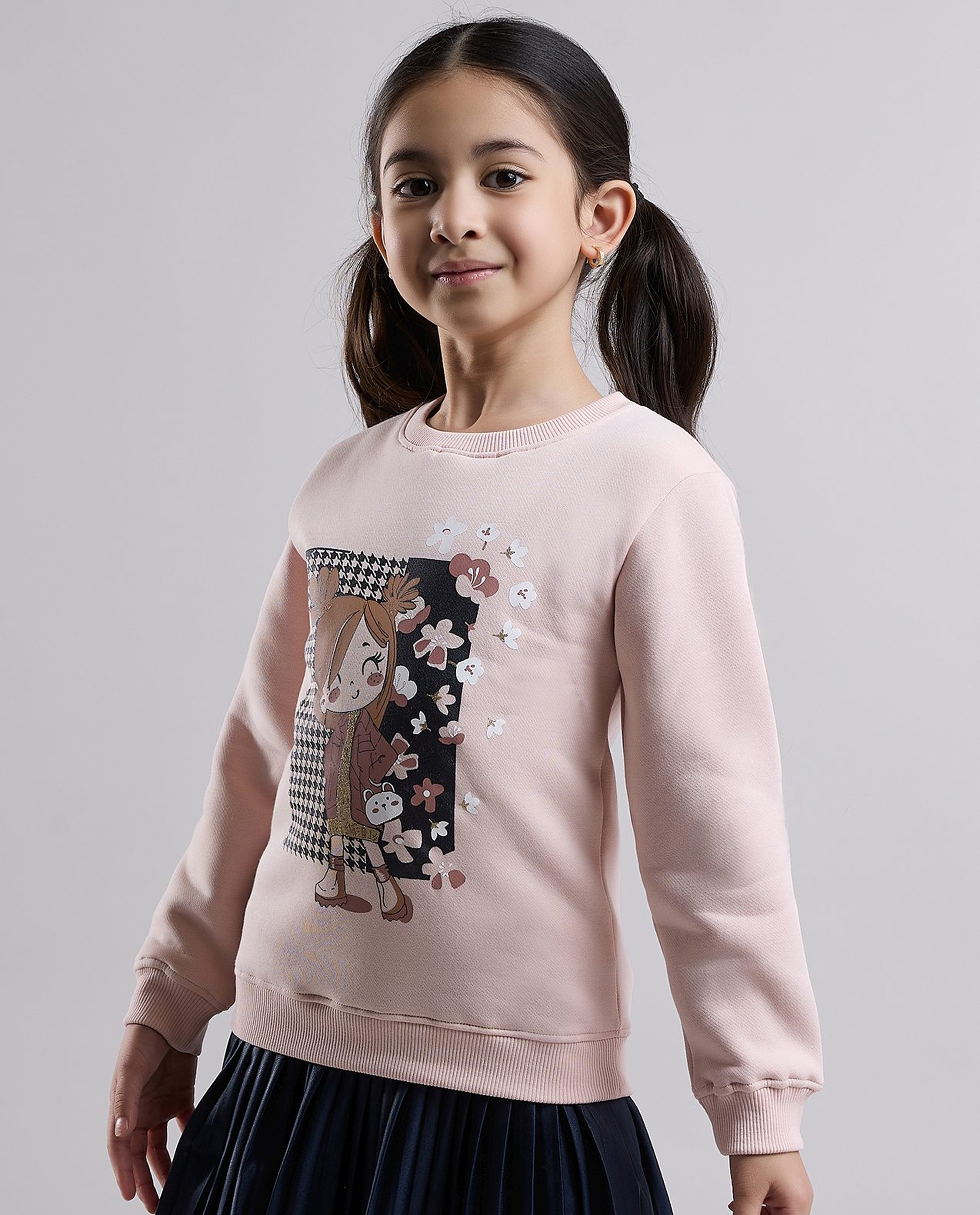 Printed Sweatshirt with Crew Neck and Long Sleeves