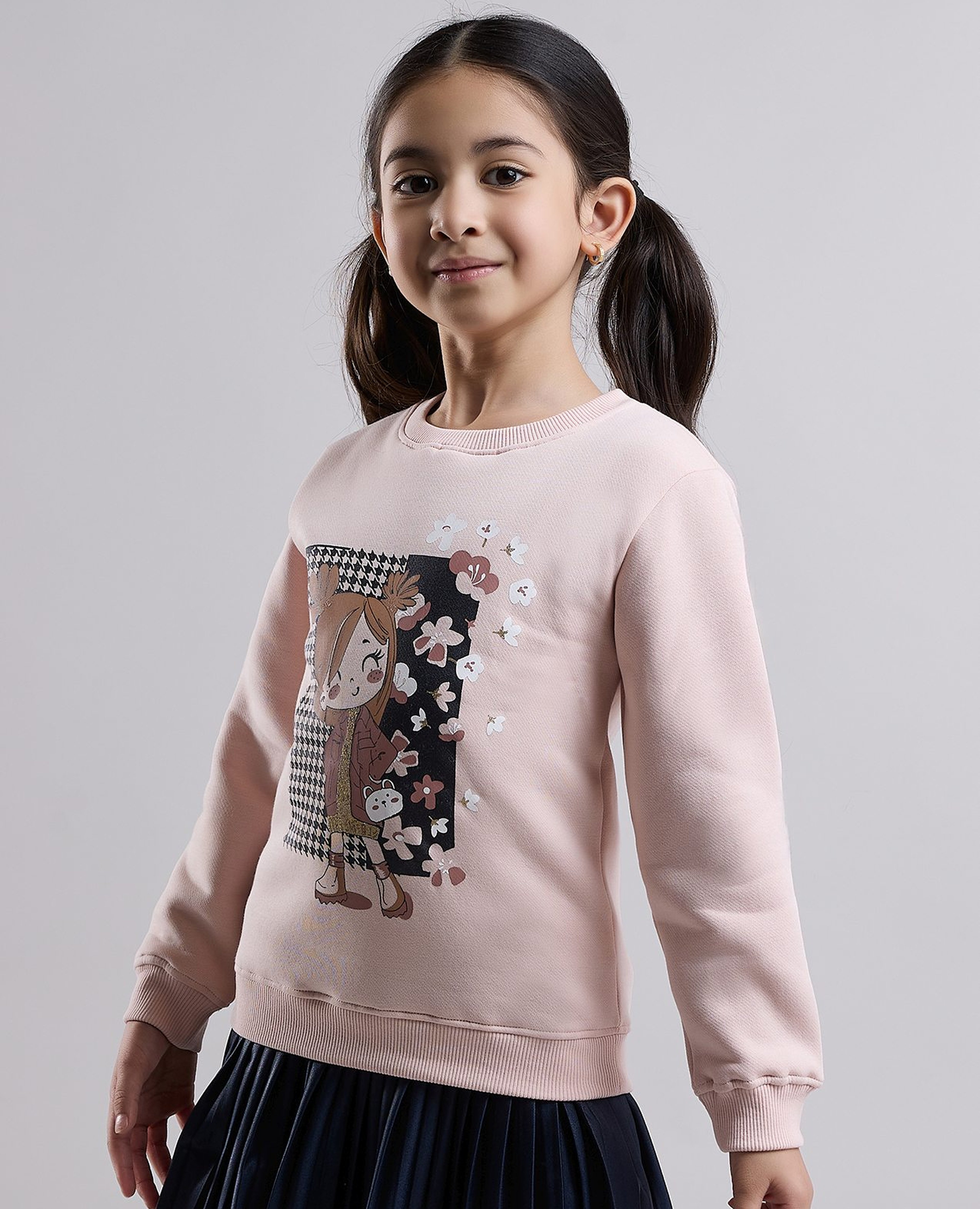 Printed Sweatshirt with Crew Neck and Long Sleeves