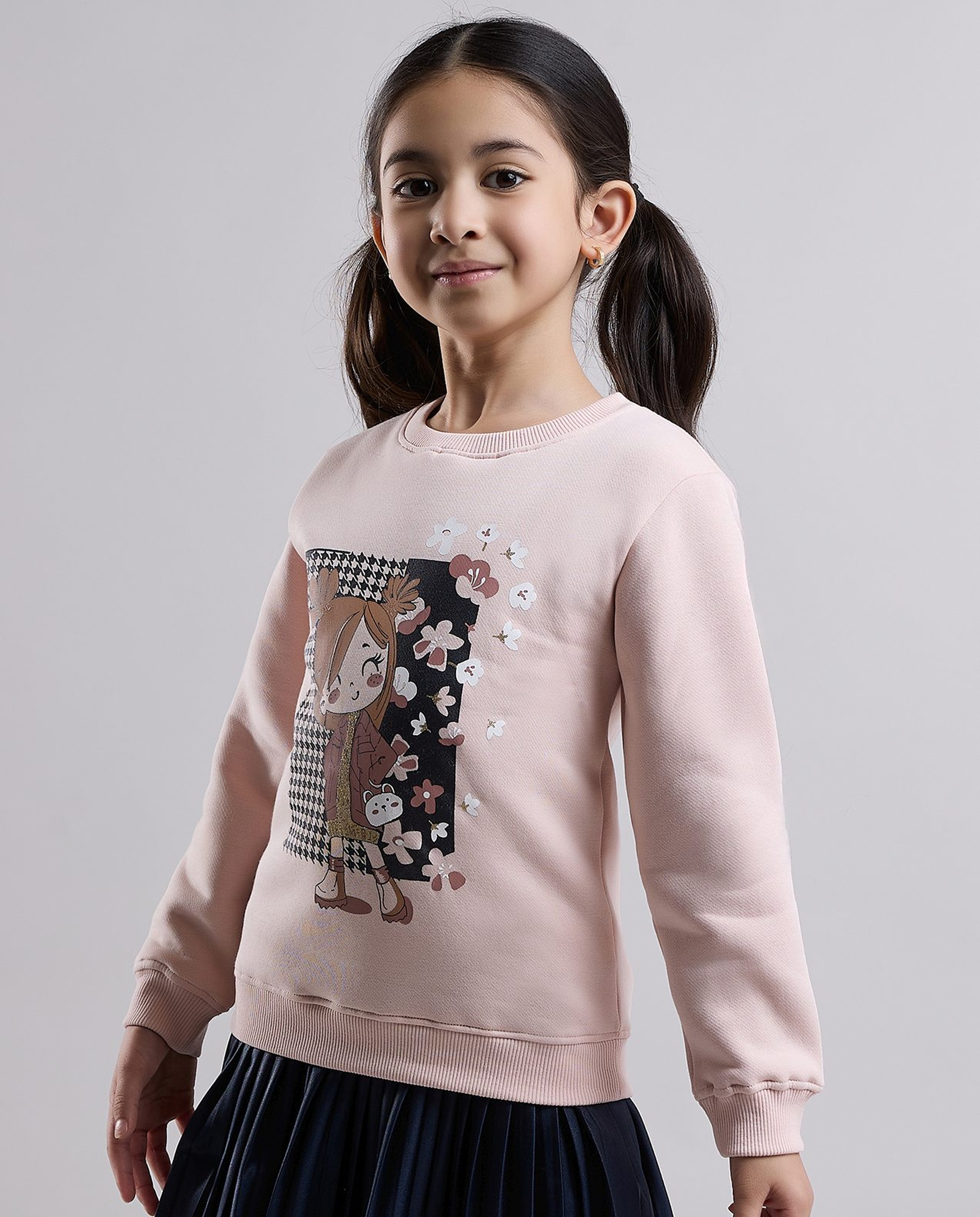 Printed Sweatshirt with Crew Neck and Long Sleeves