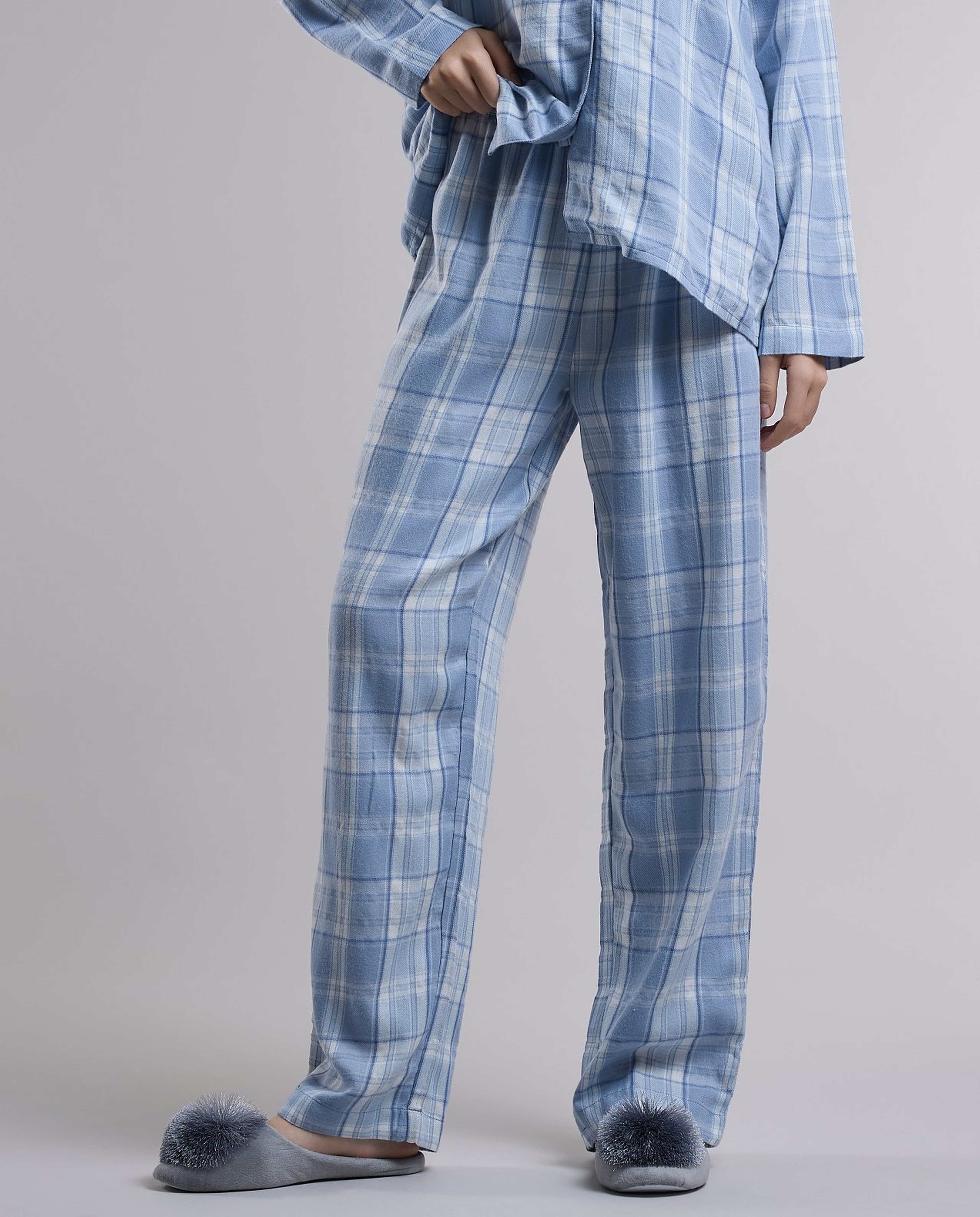 Plaid Lapel Collar Pyjama Set