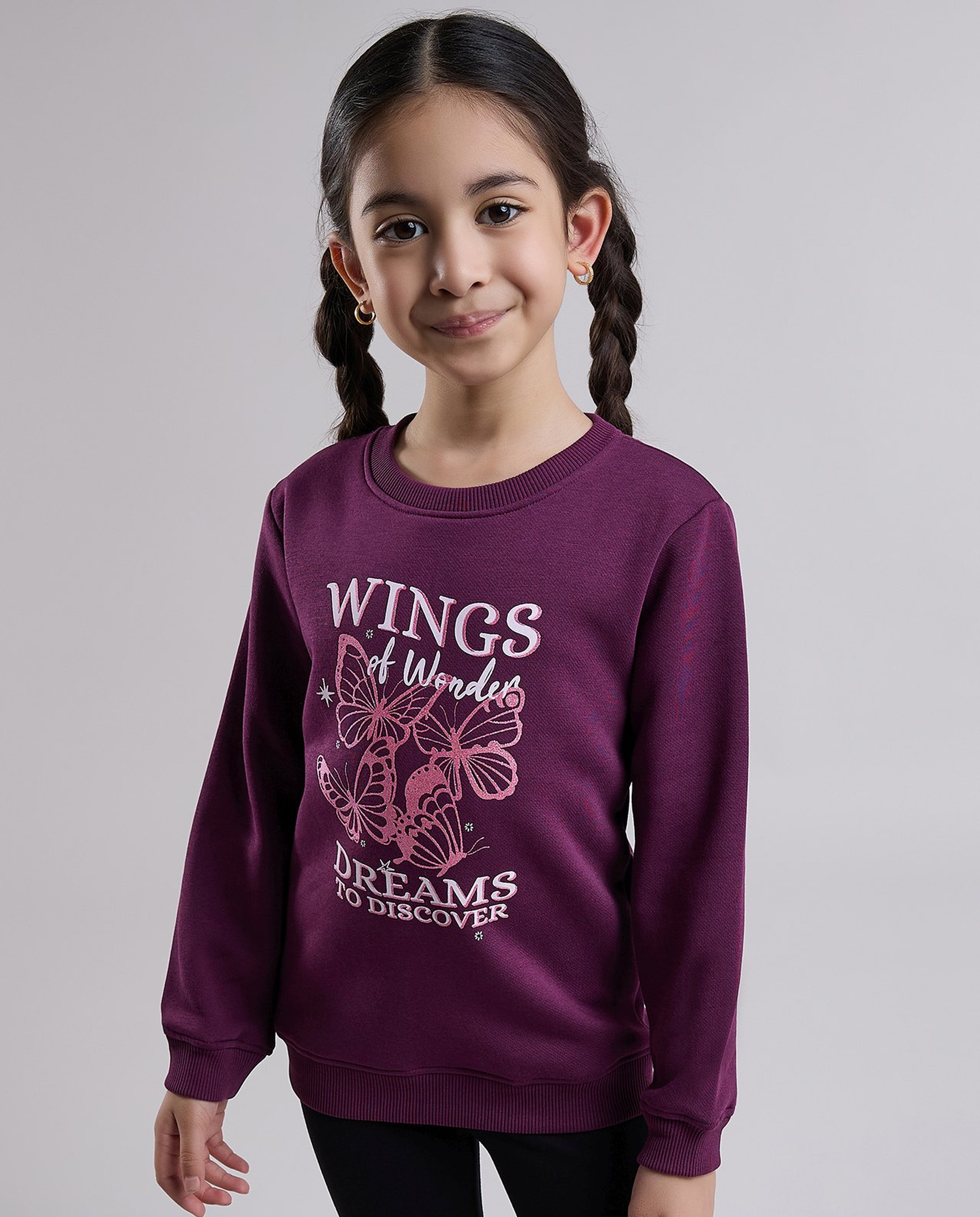 Printed Sweatshirt with Crew Neck and Long Sleeves