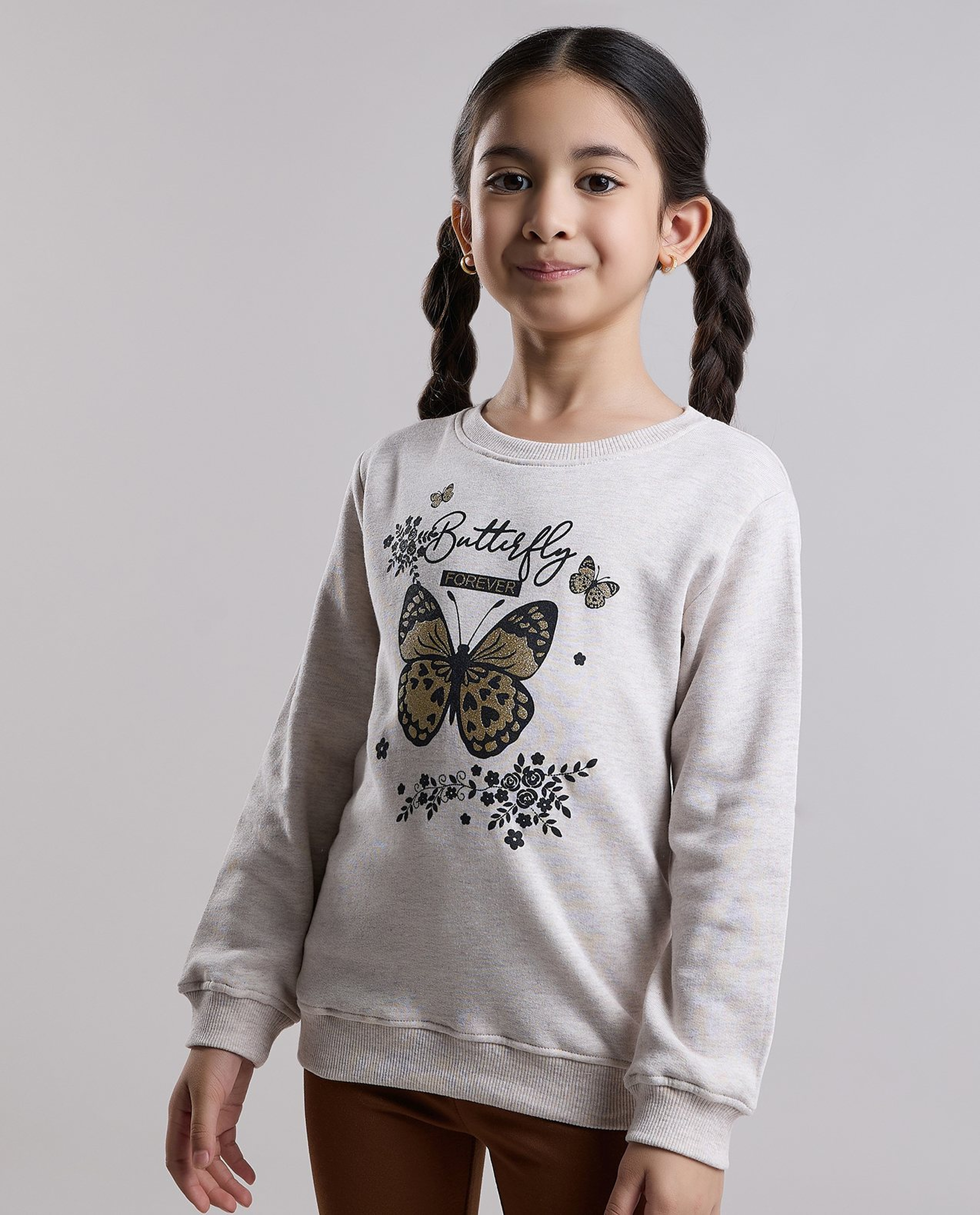 Printed Sweatshirt with Crew Neck and Long Sleeves