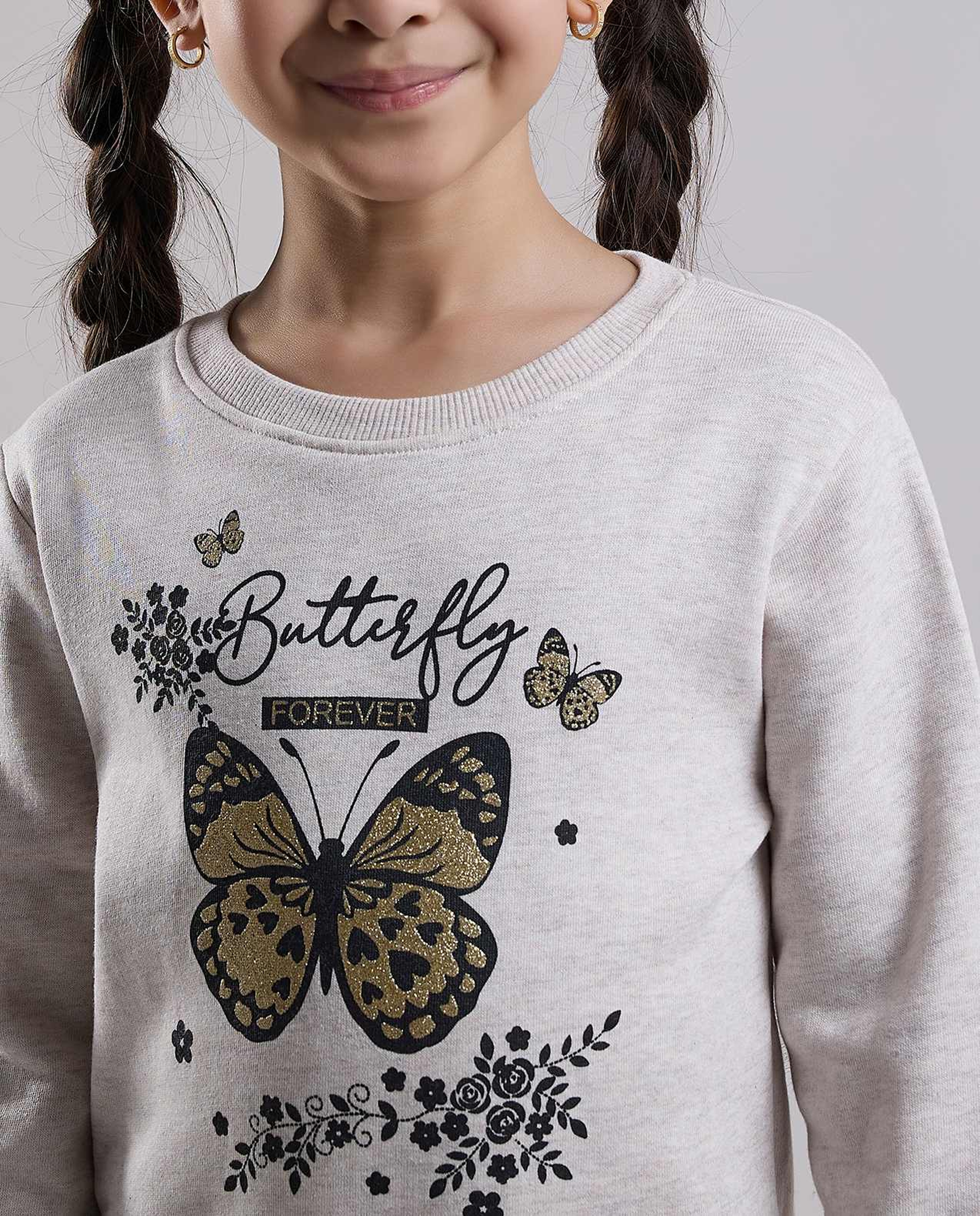 Printed Sweatshirt with Crew Neck and Long Sleeves