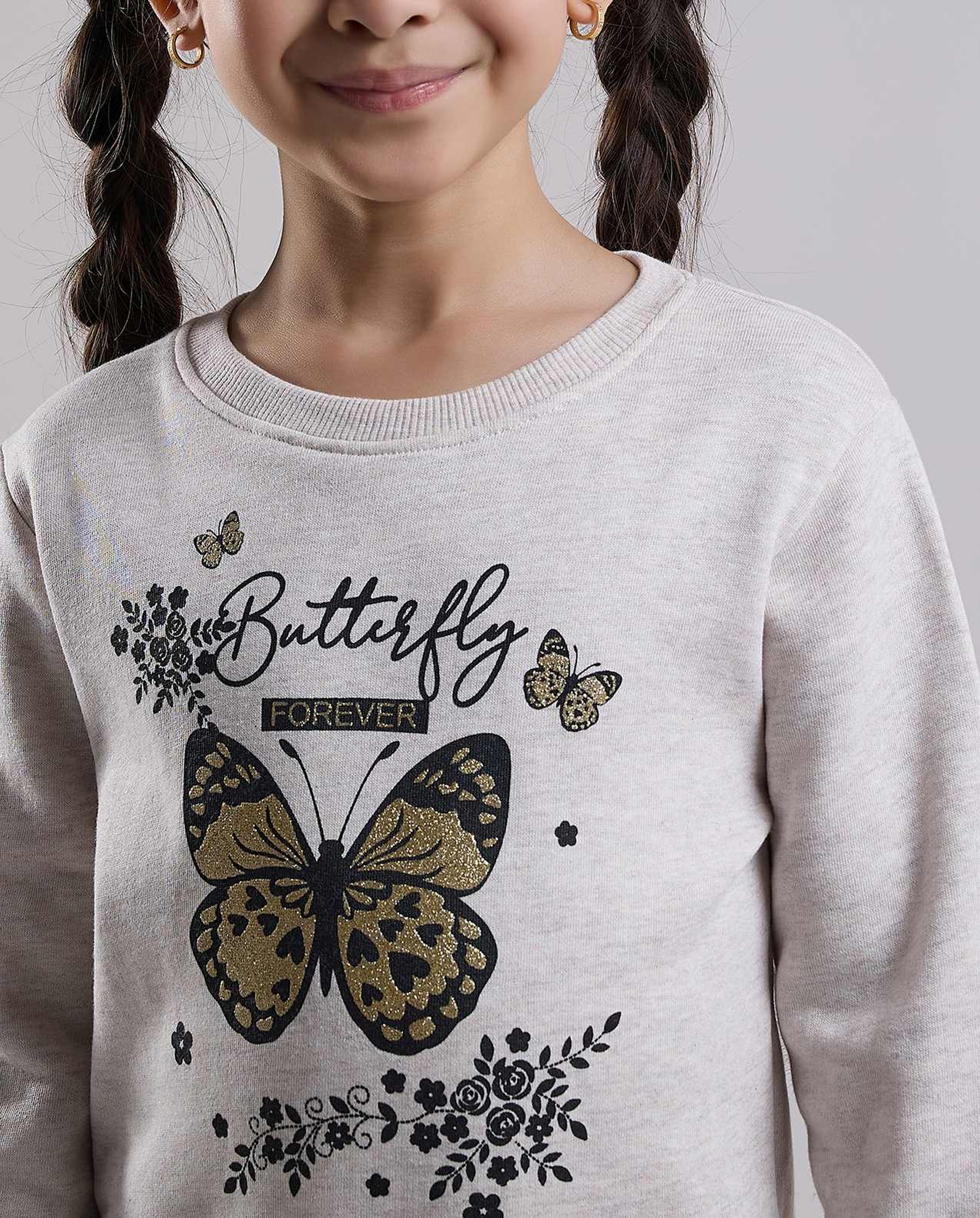 Printed Sweatshirt with Crew Neck and Long Sleeves