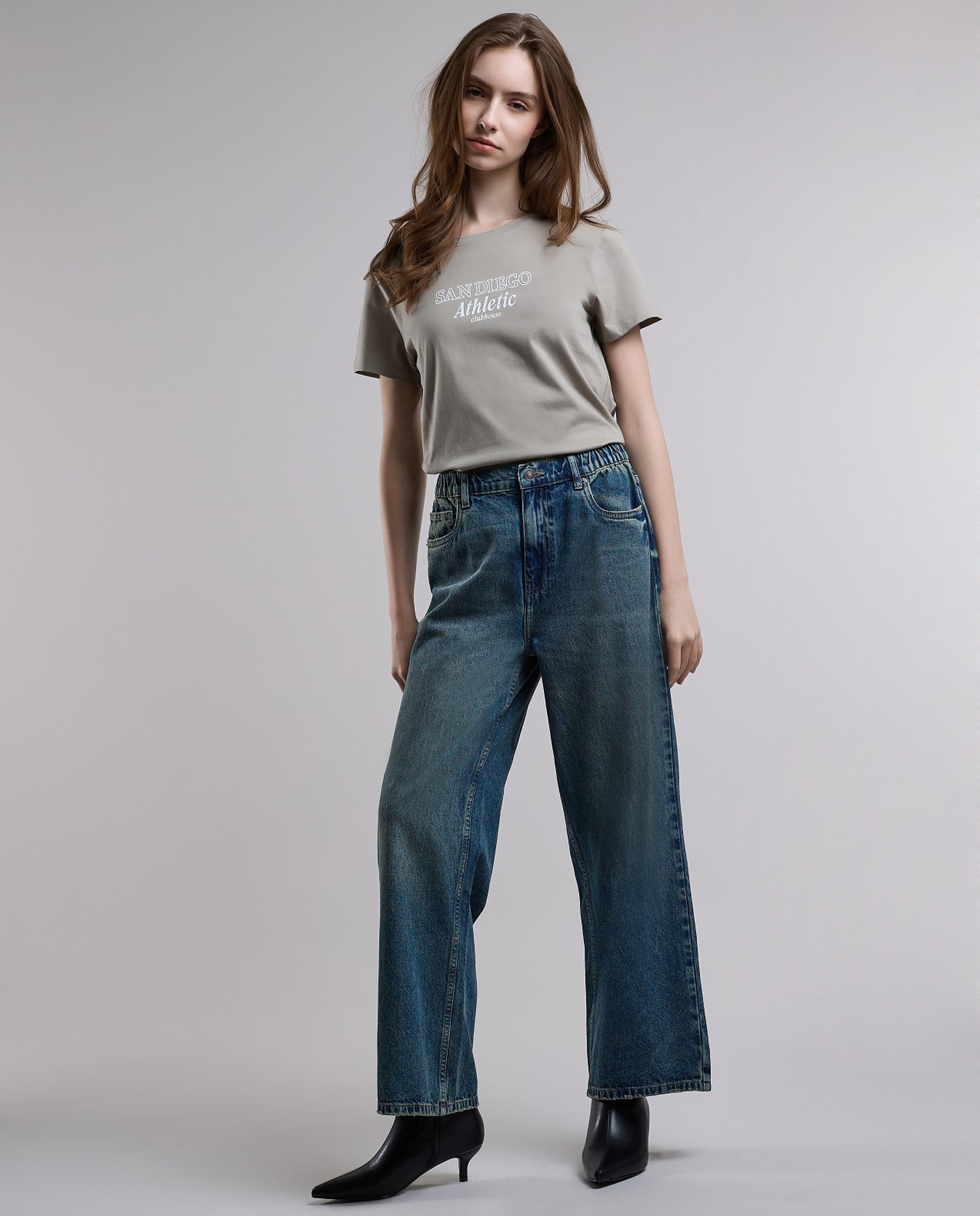 Typography Printed T-Shirt with Crew Neck and Short Sleeves