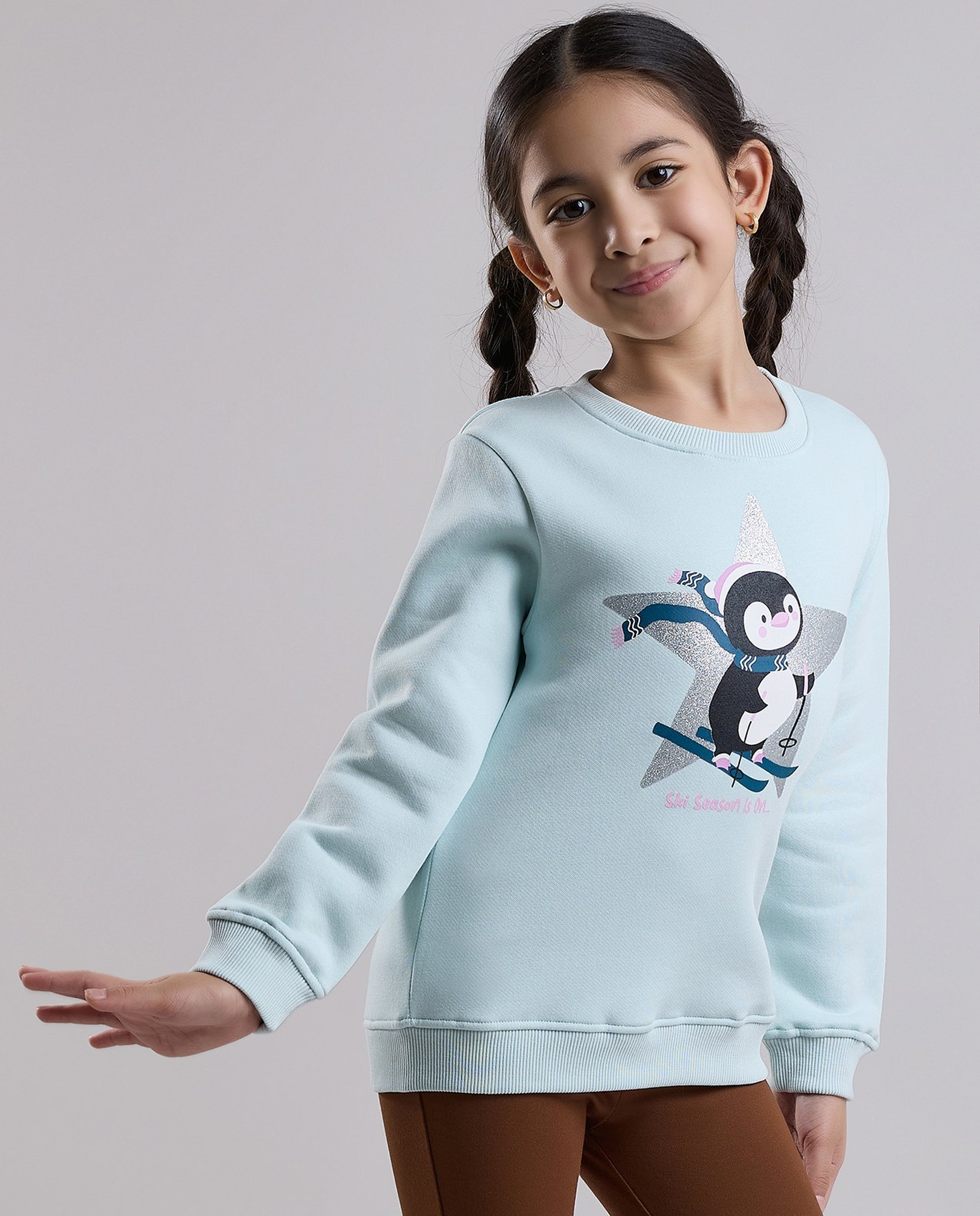 Printed Sweatshirt with Crew Neck and Long Sleeves