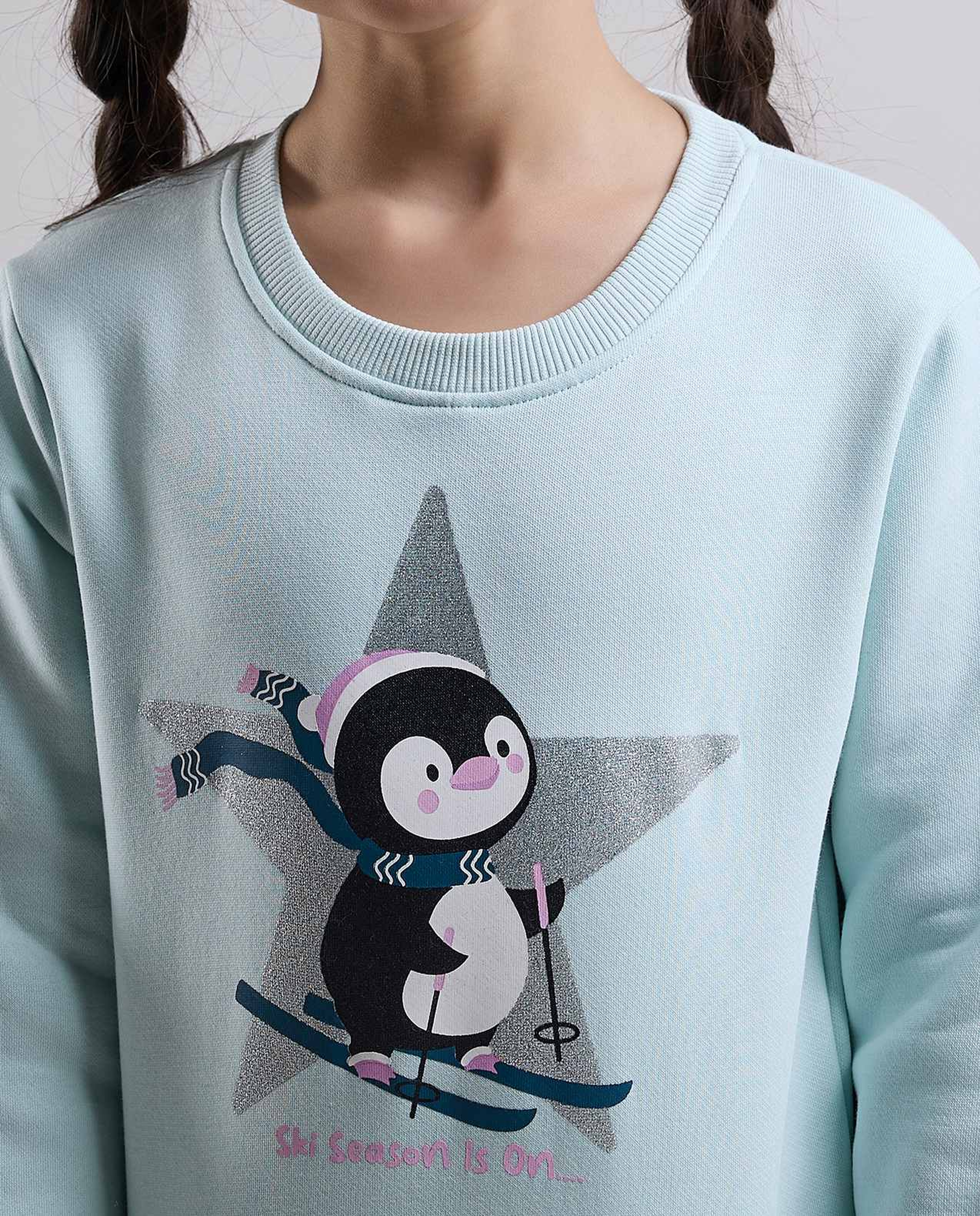 Printed Sweatshirt with Crew Neck and Long Sleeves