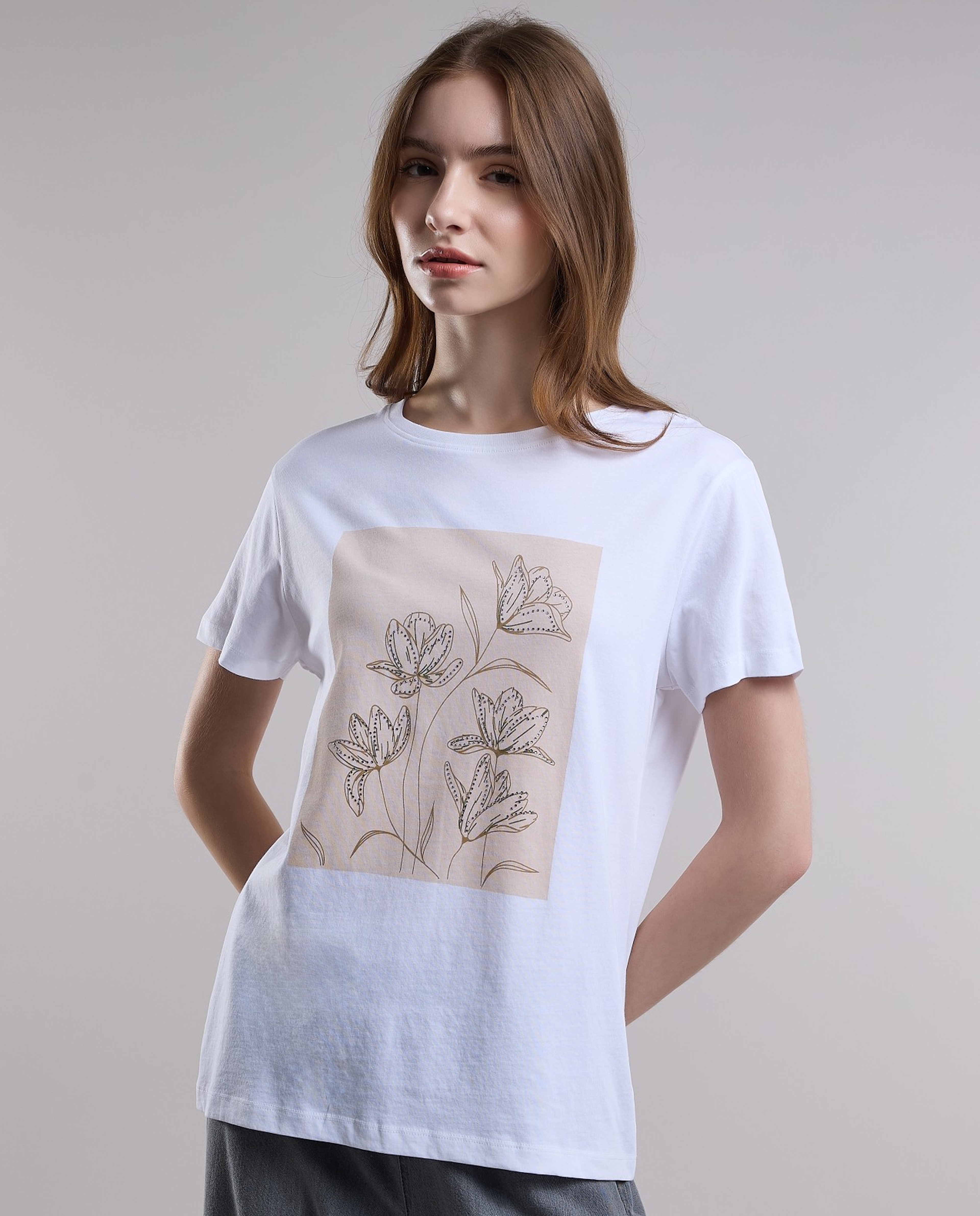 Printed T-Shirt with Crew Neck and Short Sleeves