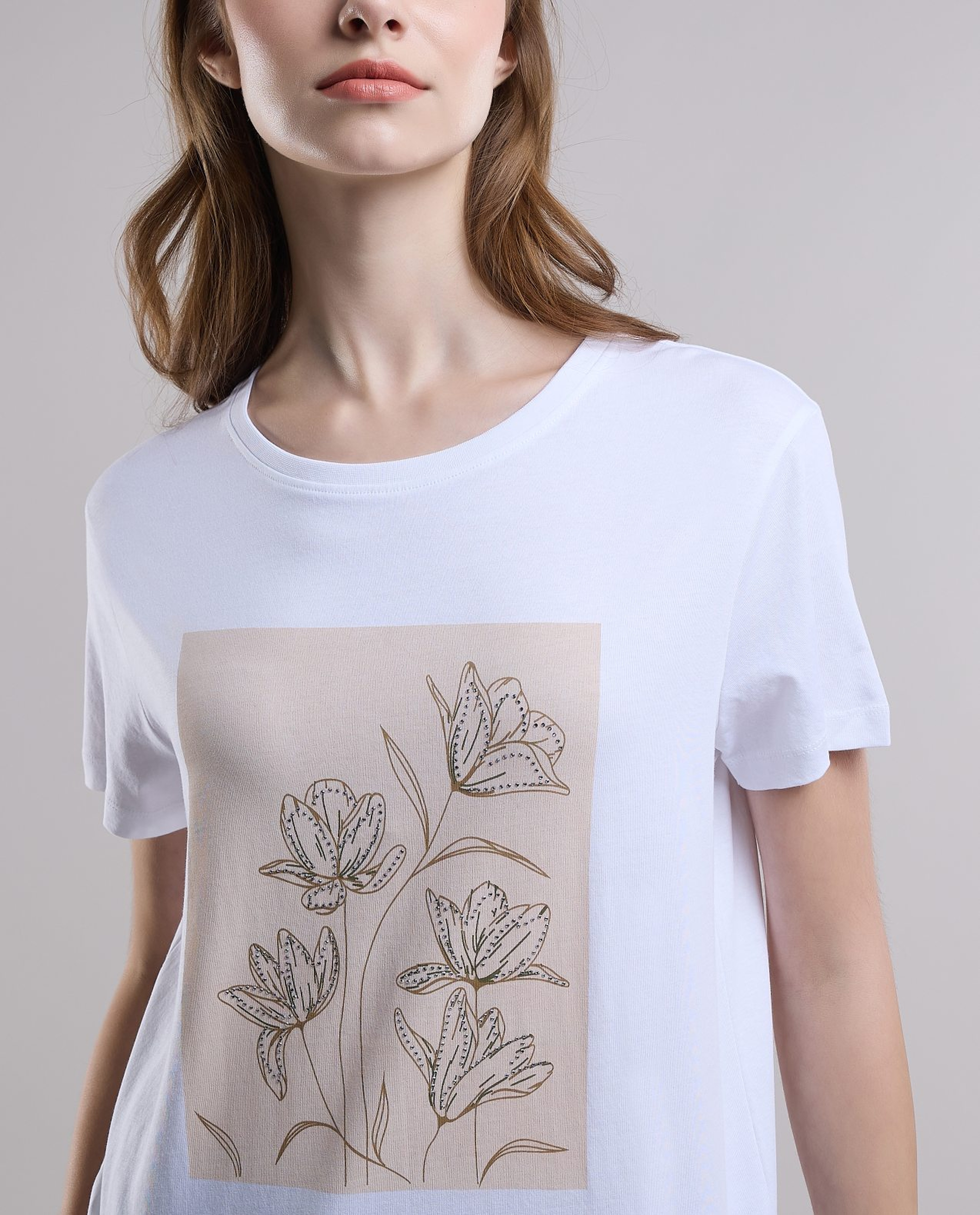 Printed T-Shirt with Crew Neck and Short Sleeves