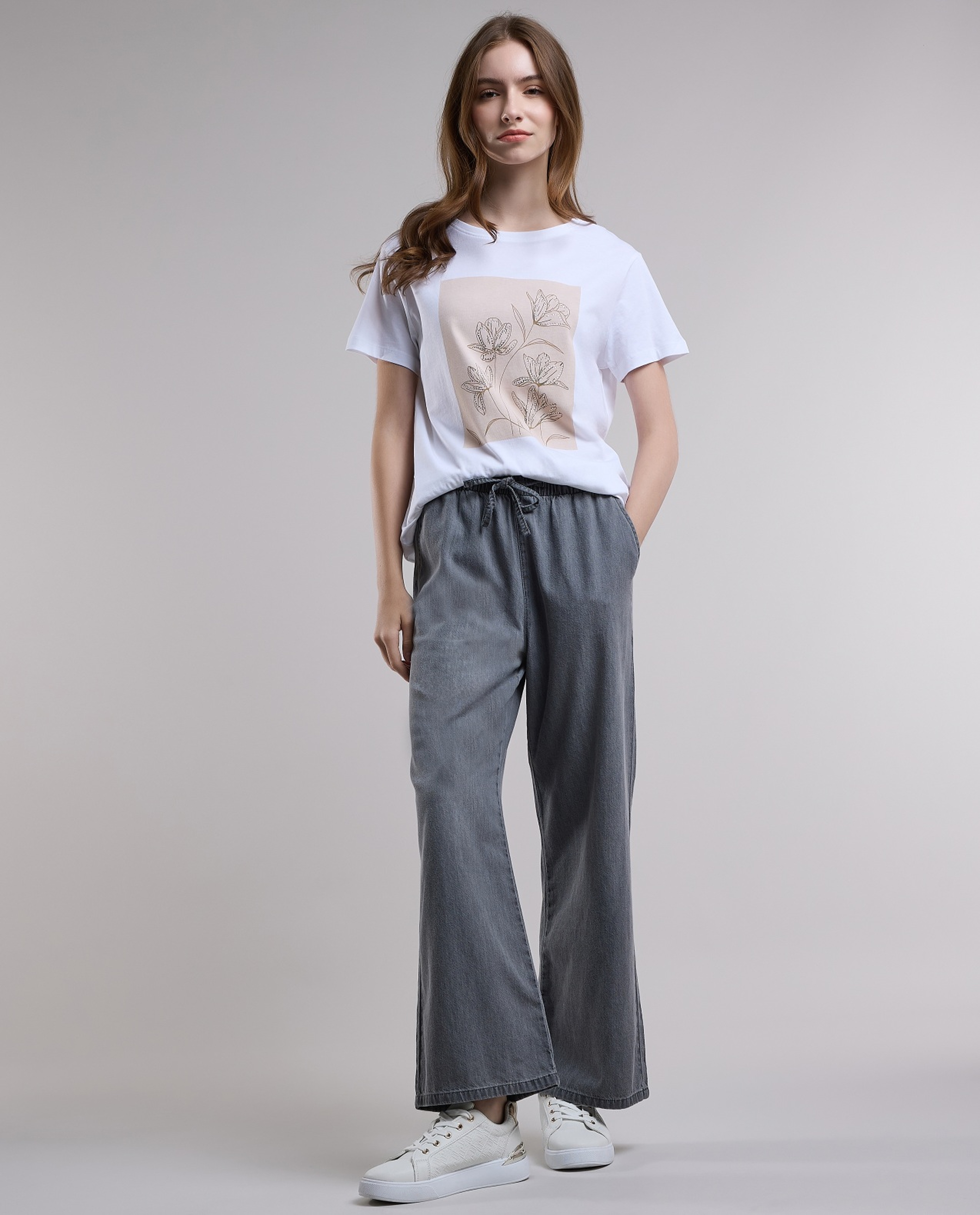 Printed T-Shirt with Crew Neck and Short Sleeves