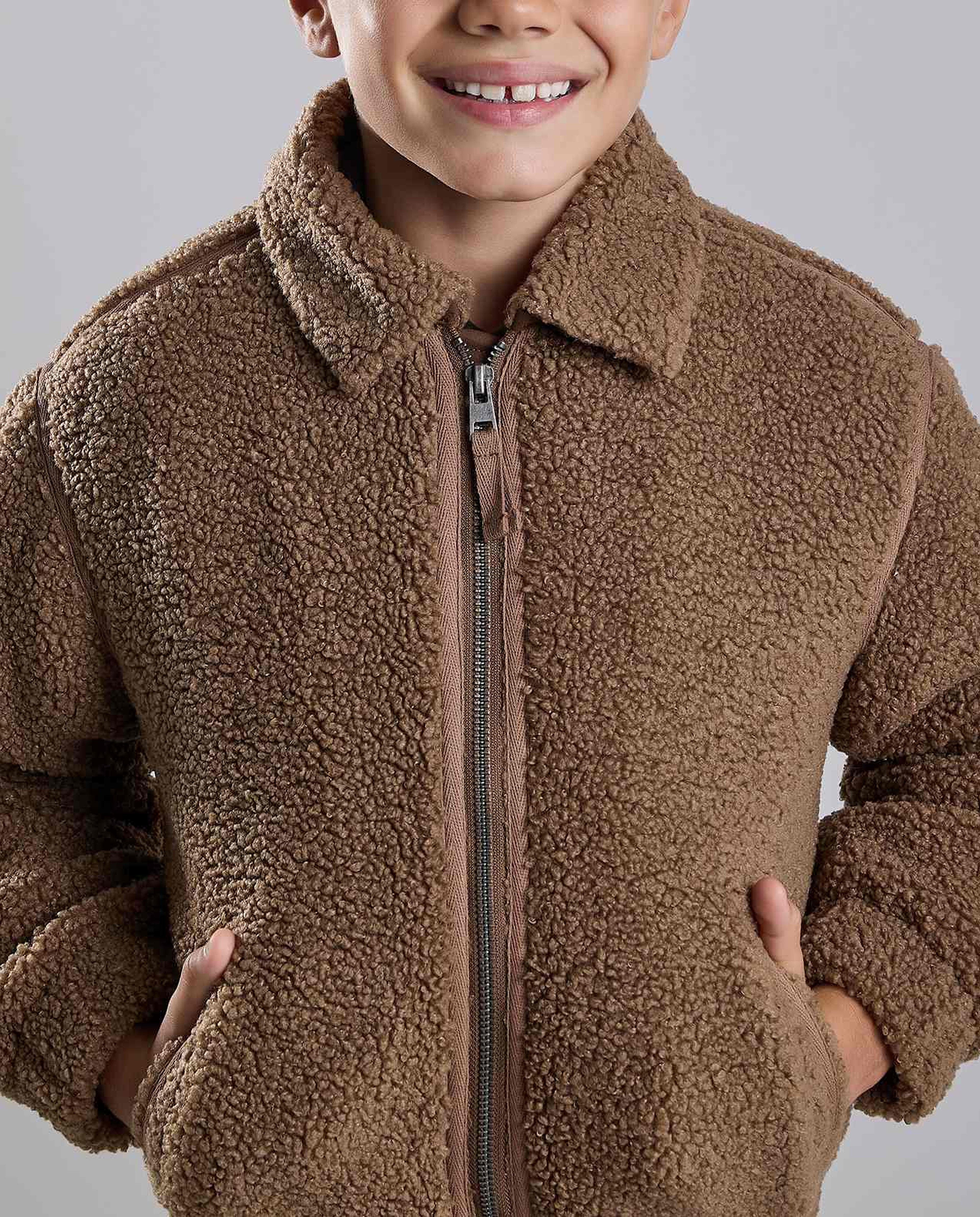 Sherpa Jacket with Zipper Closure