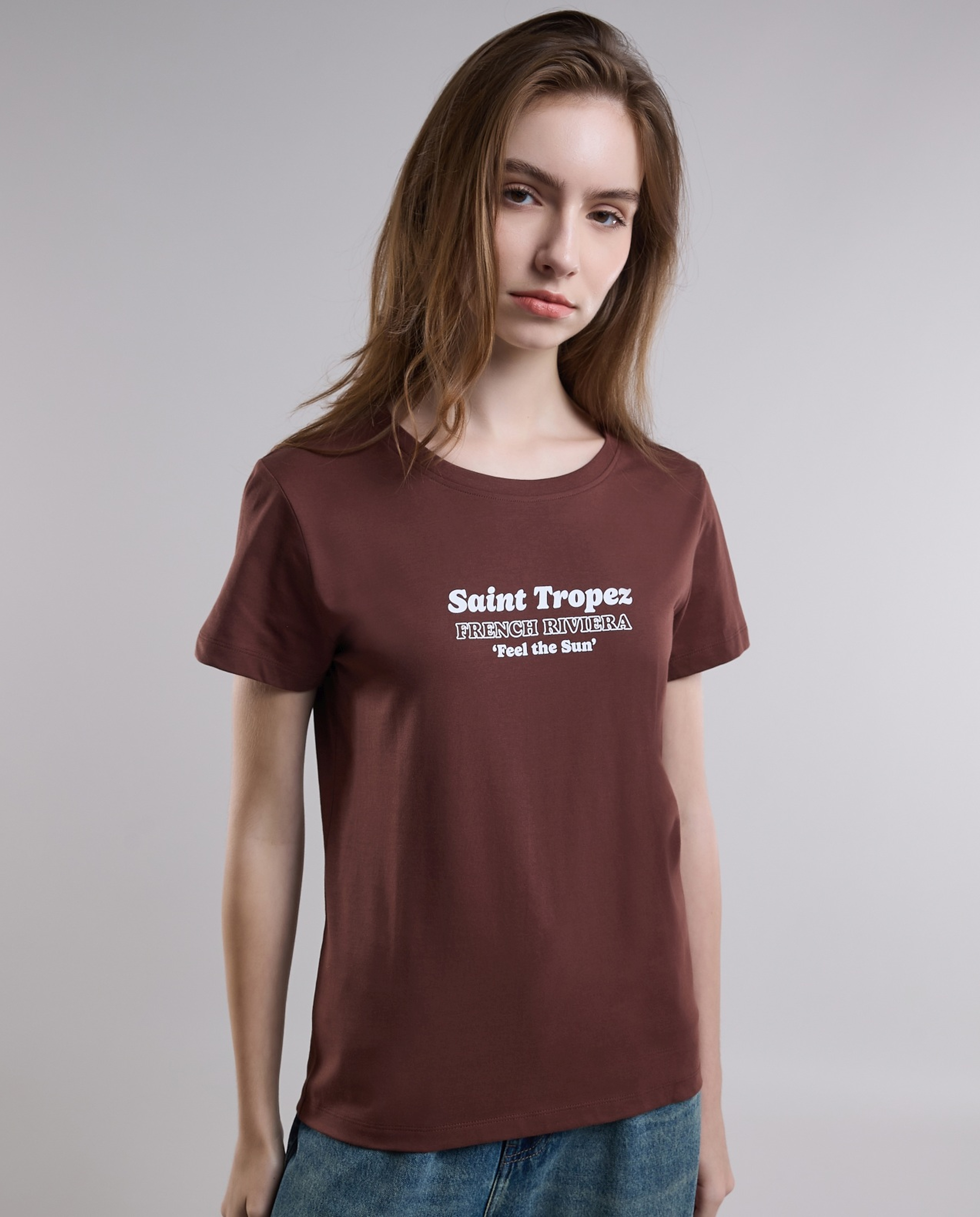Typography Printed T-Shirt with Crew Neck and Short Sleeves