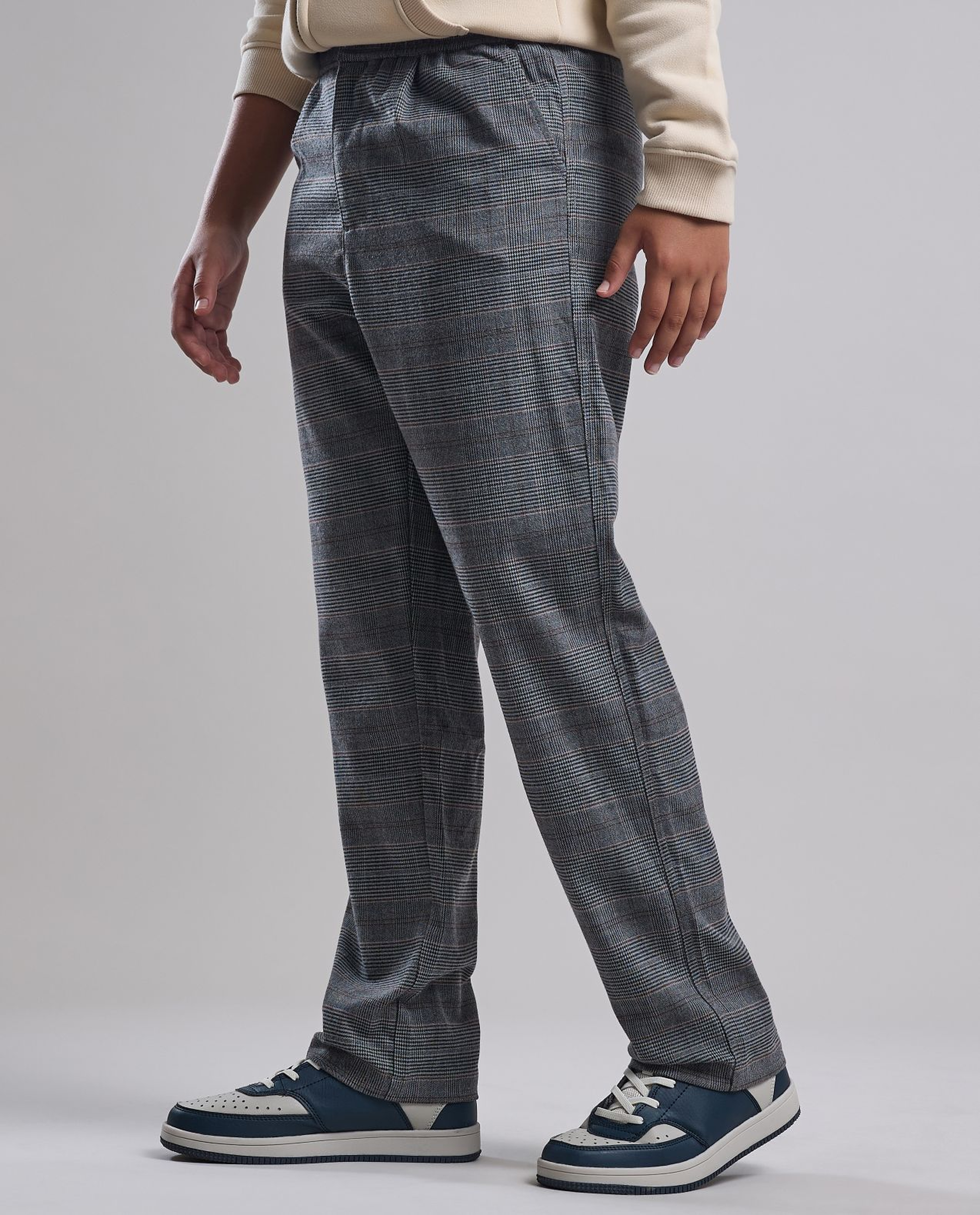 Plaid Pants with Button Closure