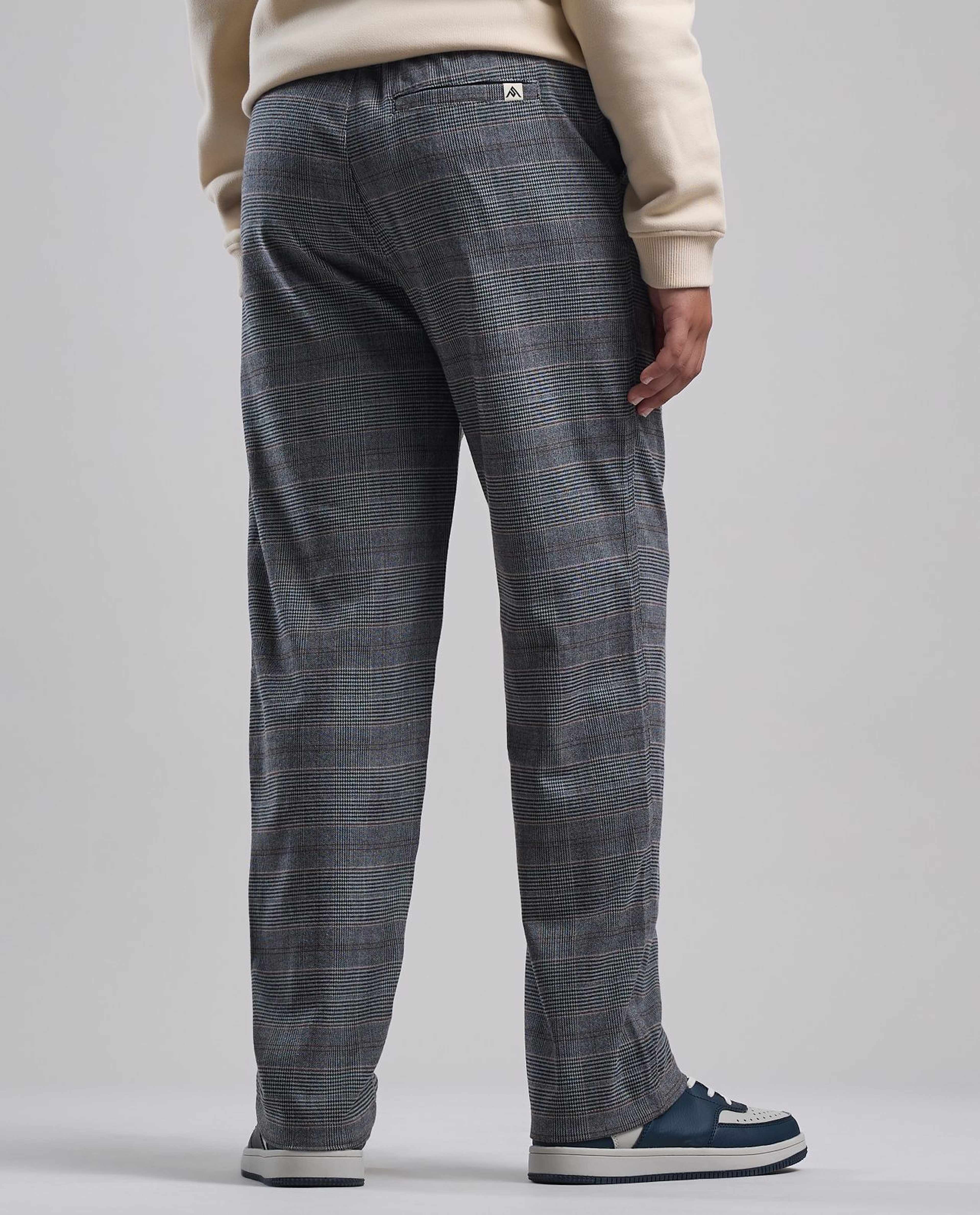 Plaid Pants with Button Closure