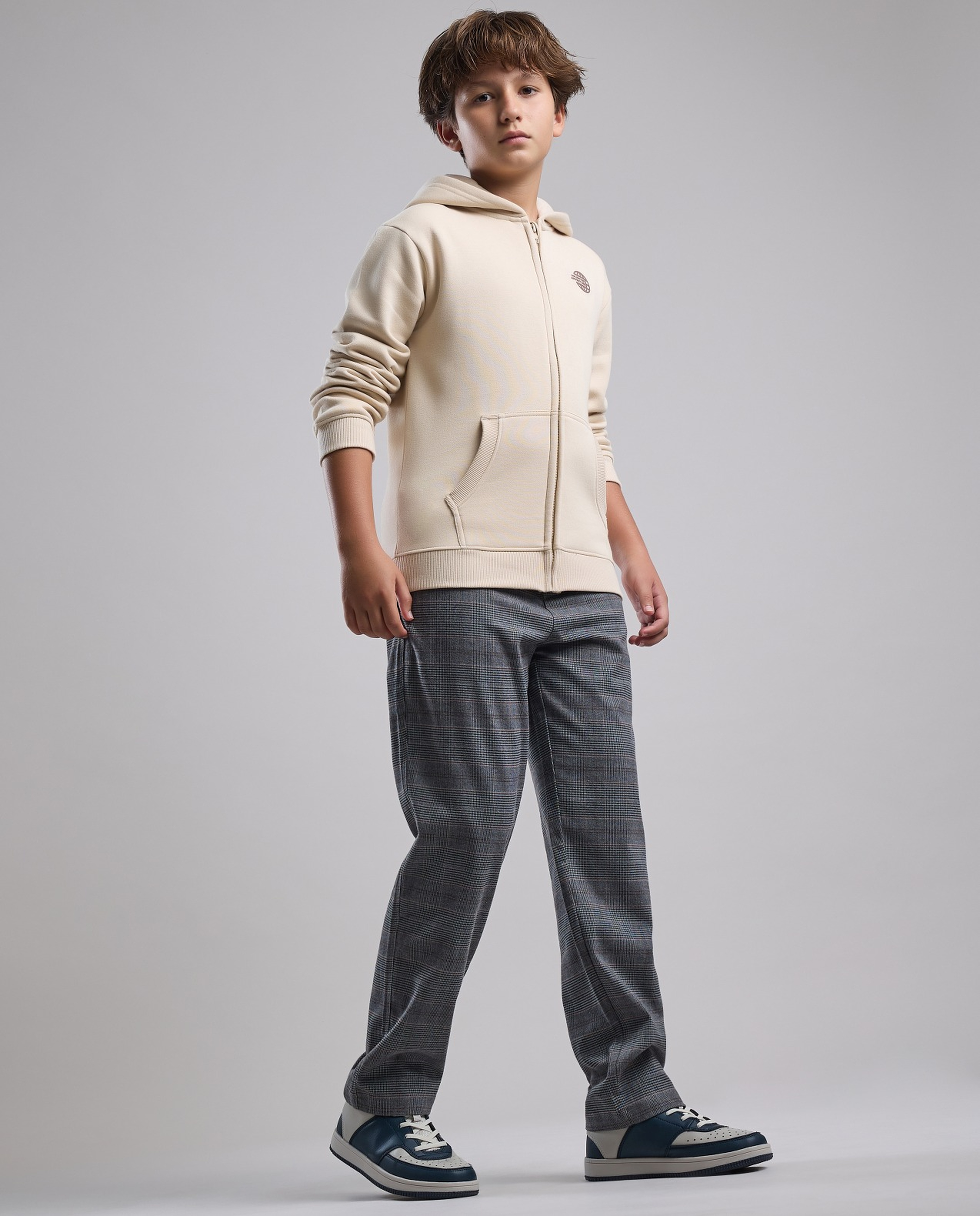 Plaid Pants with Button Closure