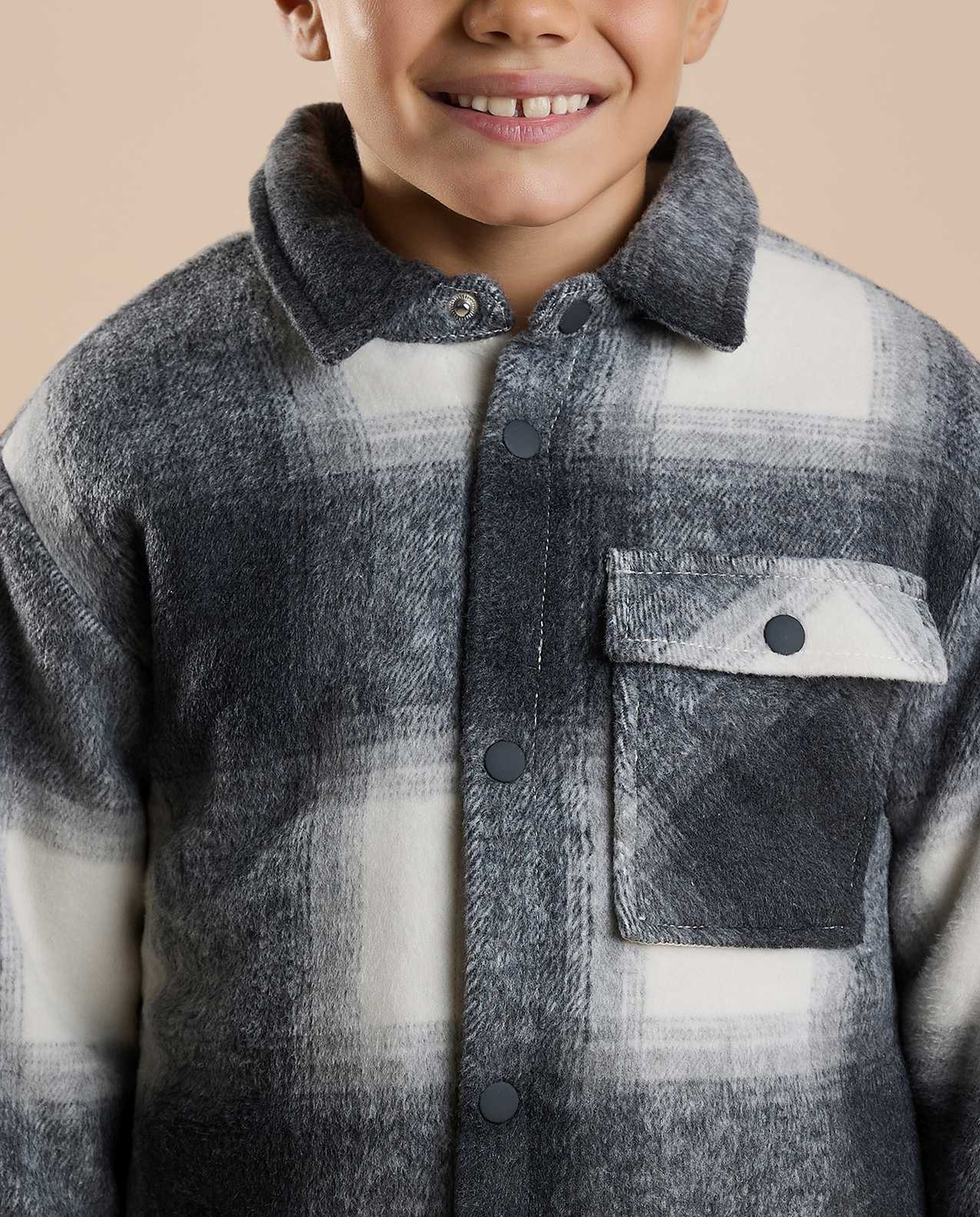 Plaid Shirt with Classic Collar and Long Sleeves