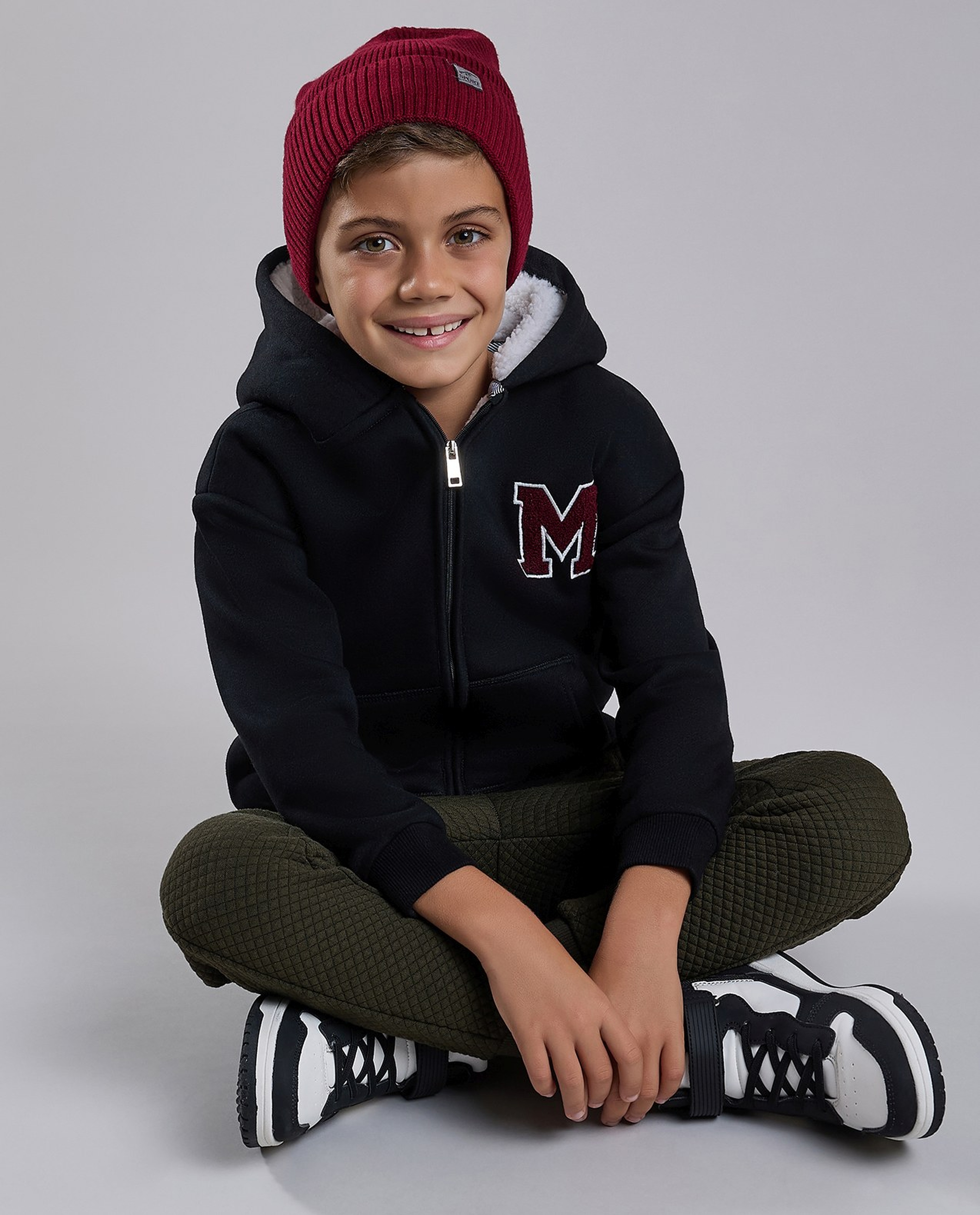 Appliqued Hooded Jacket with Zipper Closure