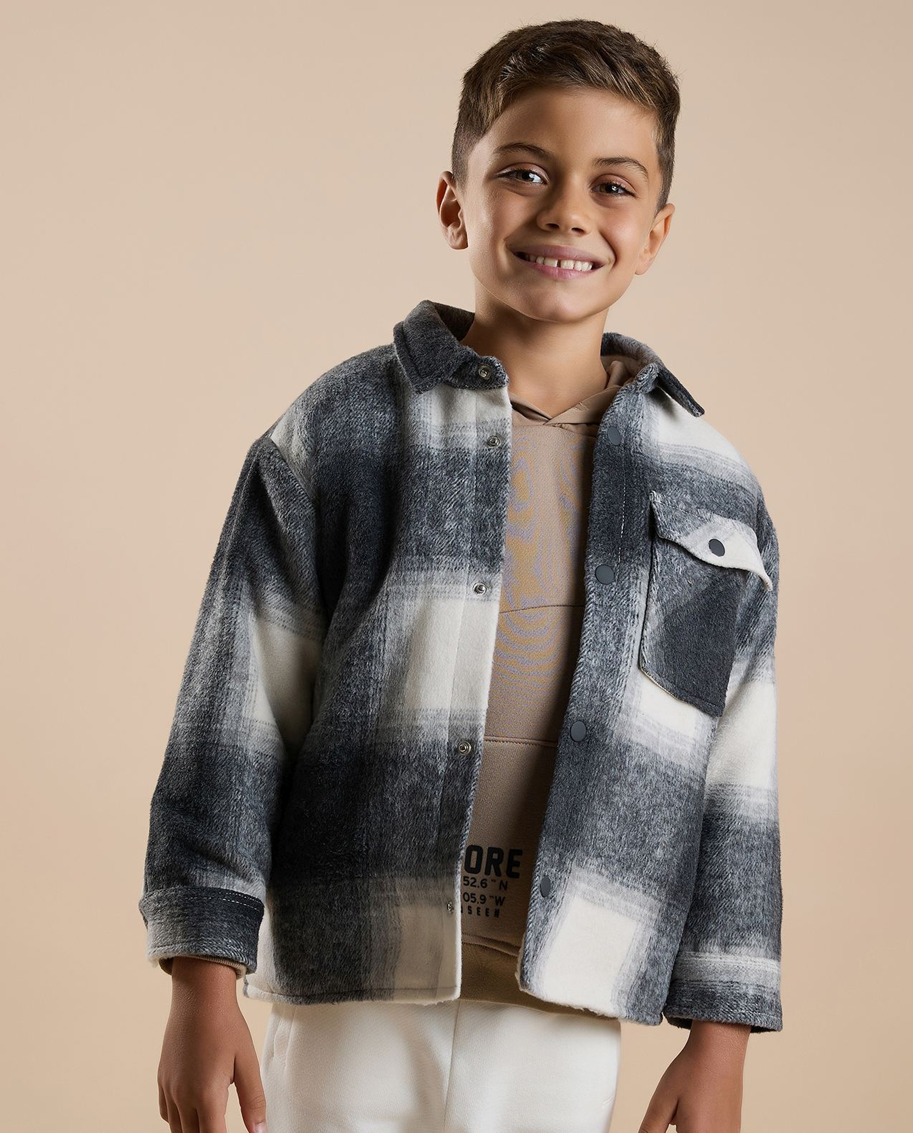 Plaid Shirt with Classic Collar and Long Sleeves