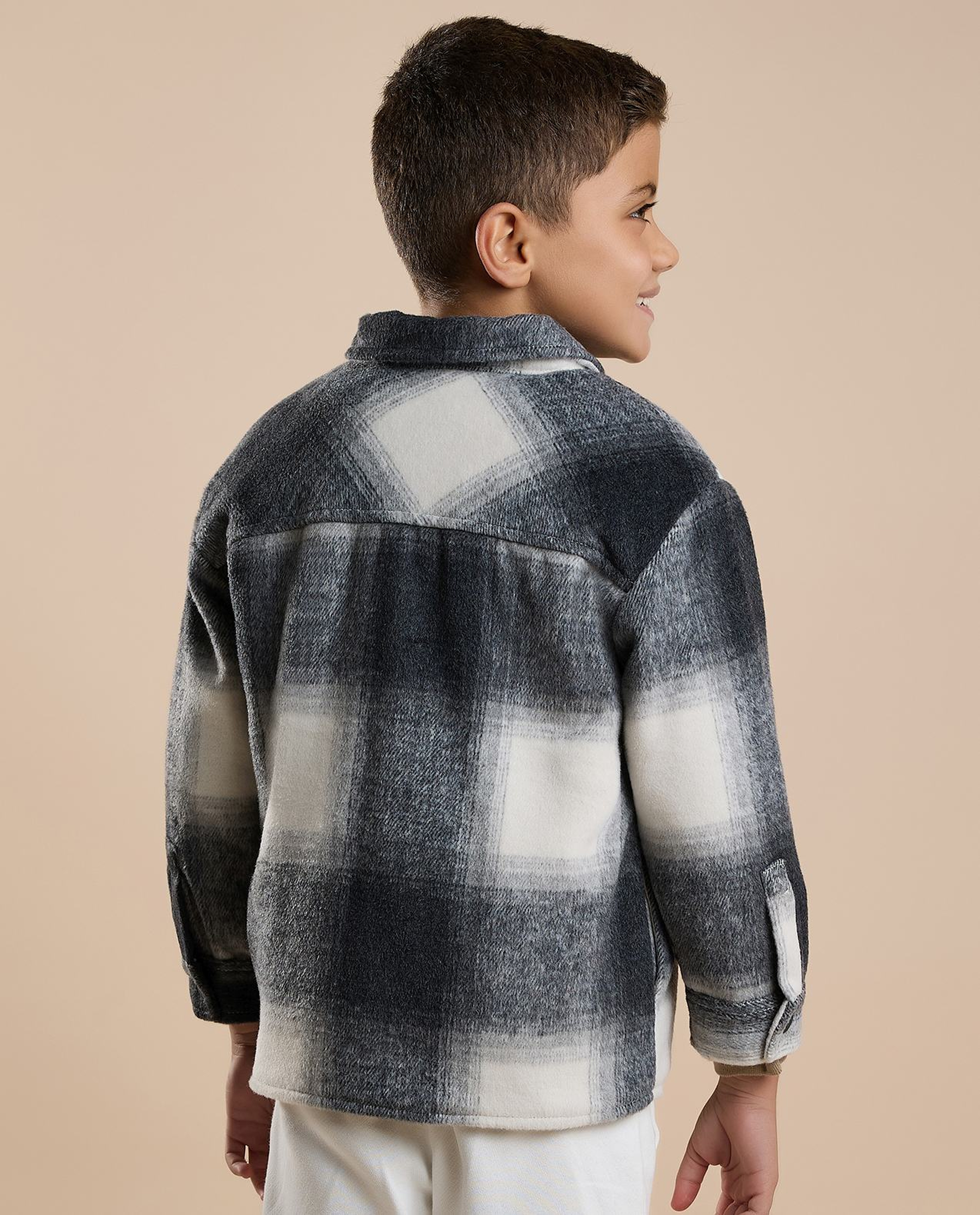 Plaid Shirt with Classic Collar and Long Sleeves