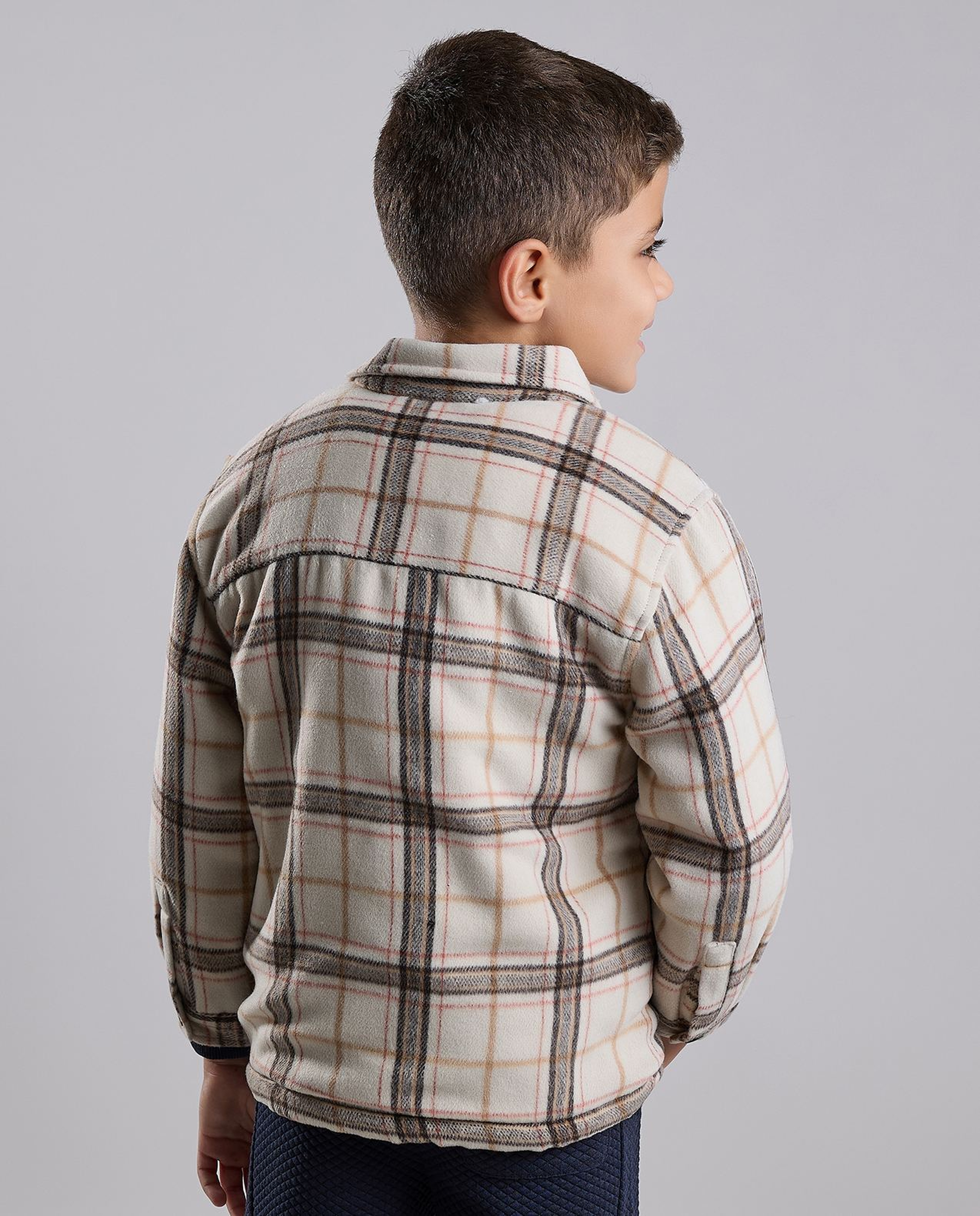 Plaid Shirt with Classic Collar and Long Sleeves