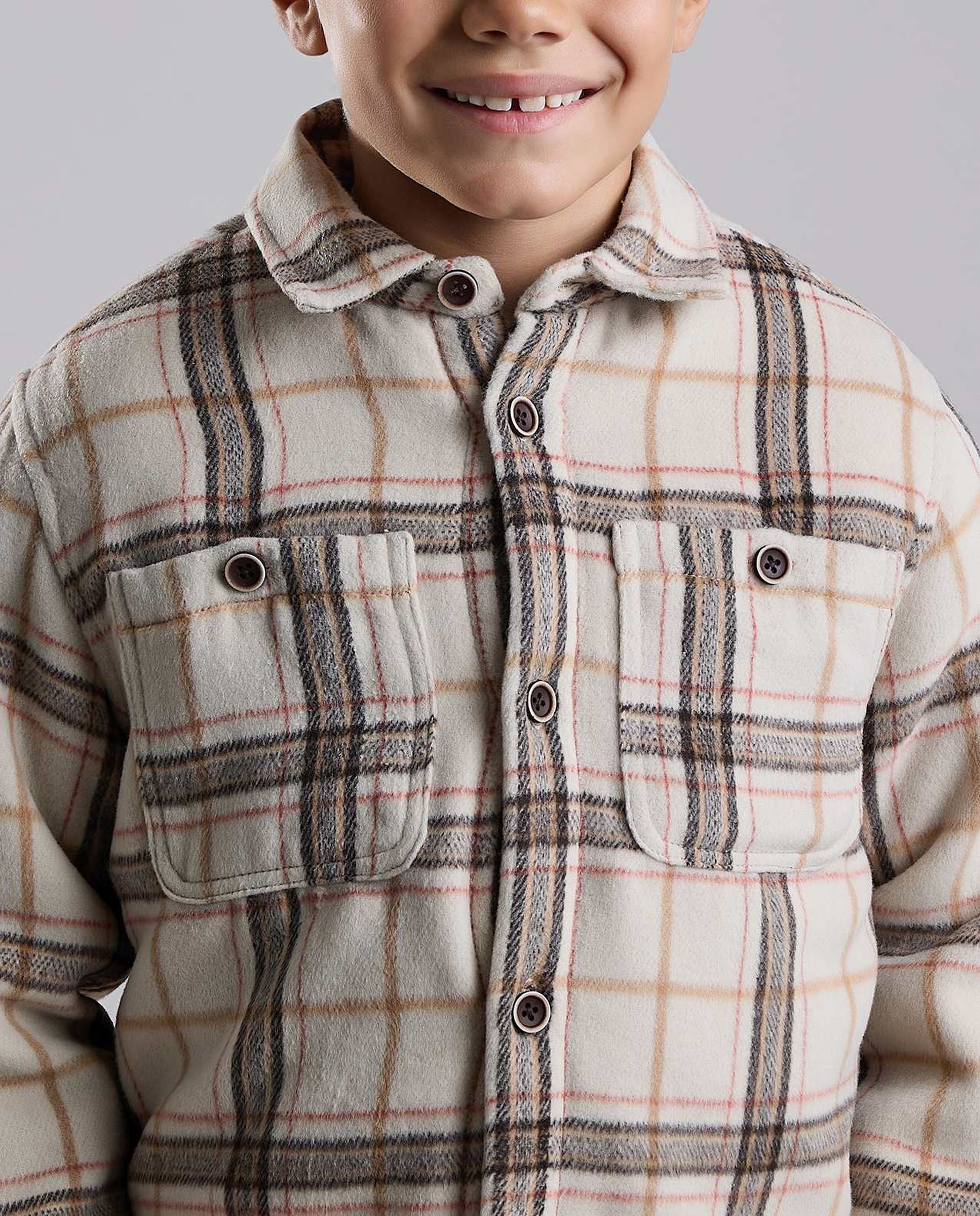 Plaid Shirt with Classic Collar and Long Sleeves