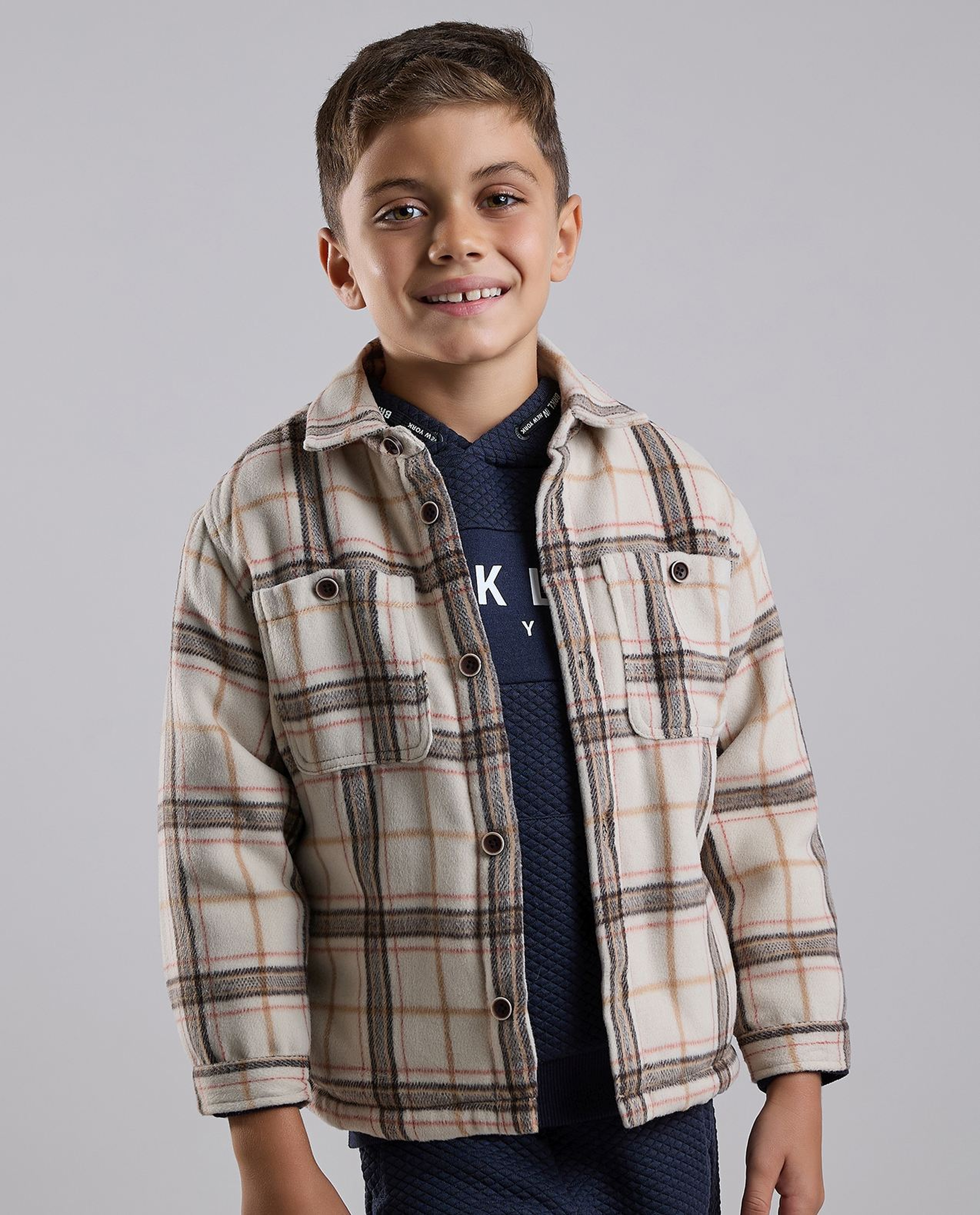 Plaid Shirt with Classic Collar and Long Sleeves